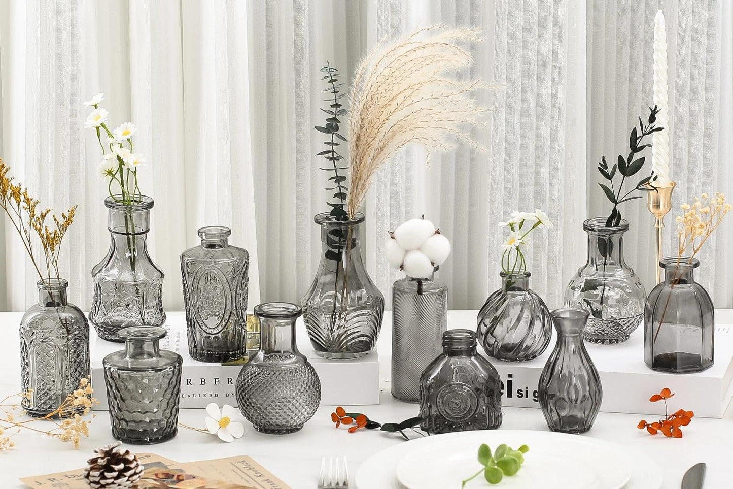 Anquephd Glass Bud Vase Set of 32PCS Wedding Centerpieces for Tables,Mini Clear Bud Vases for Flowers,Small Flower Vases Suitable for Birthday Party,Anniversary,Wedding,Baby Shower (Clear, 32PCS)