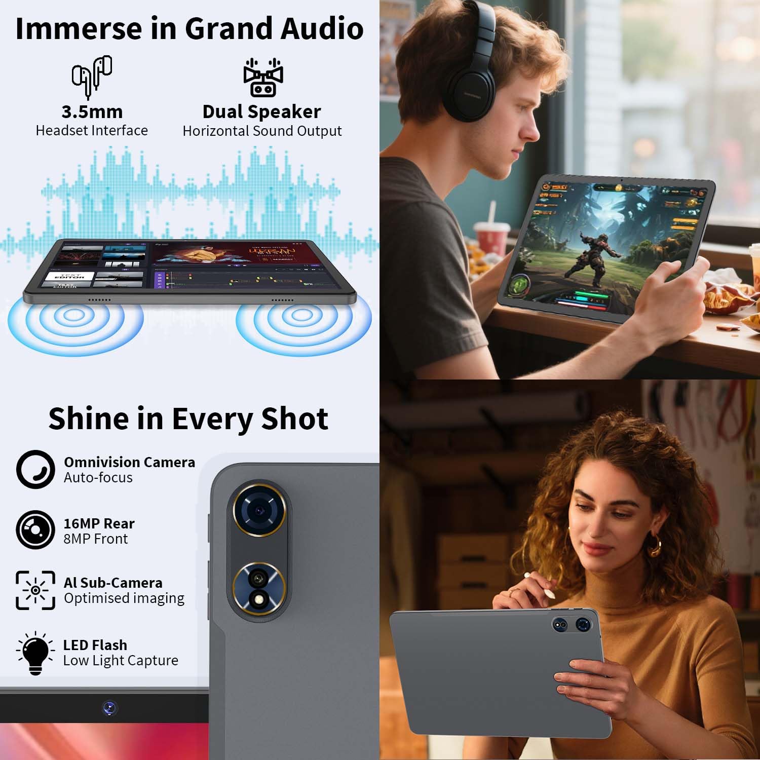 12 Inch Tablet Android 15 Tablets, 2025 Upgraded Android Tablet with Keyboard, 24GB RAM+256GB ROM(1TB Expand).