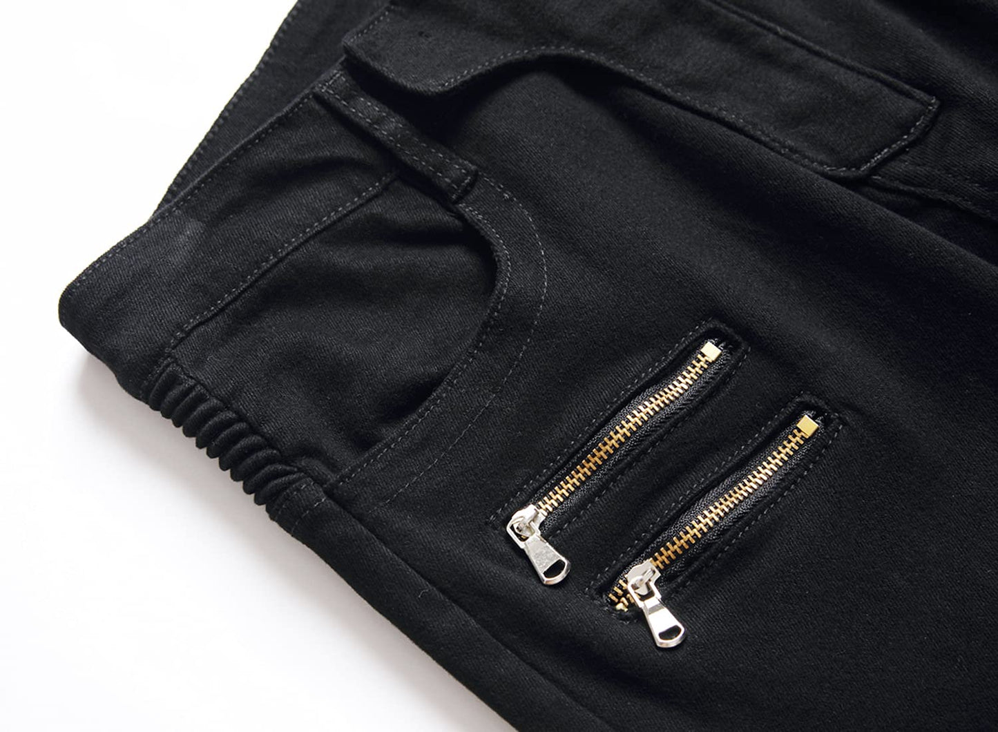 AITITIA Men's Biker Zipper Deco Washed Straight Fit Jeans (40, 002 Light Blue)