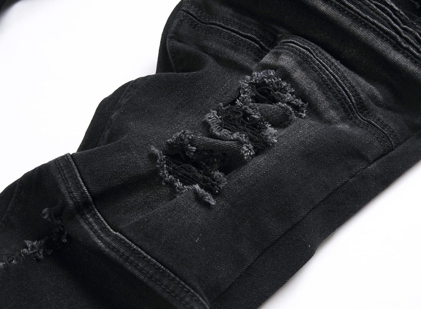 AITITIA Men's Biker Zipper Deco Washed Straight Fit Jeans (40, 002 Light Blue)