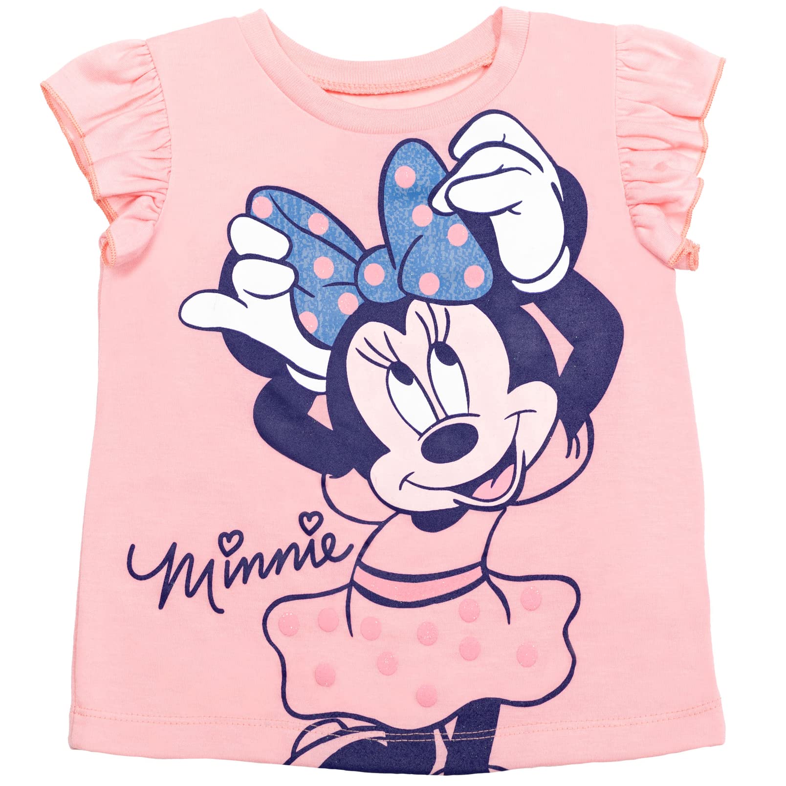 Disney Minnie Mouse Toddler Girls Graphic T-Shirt and Shorts Outfit Set Light Pink/Light Blue 3T