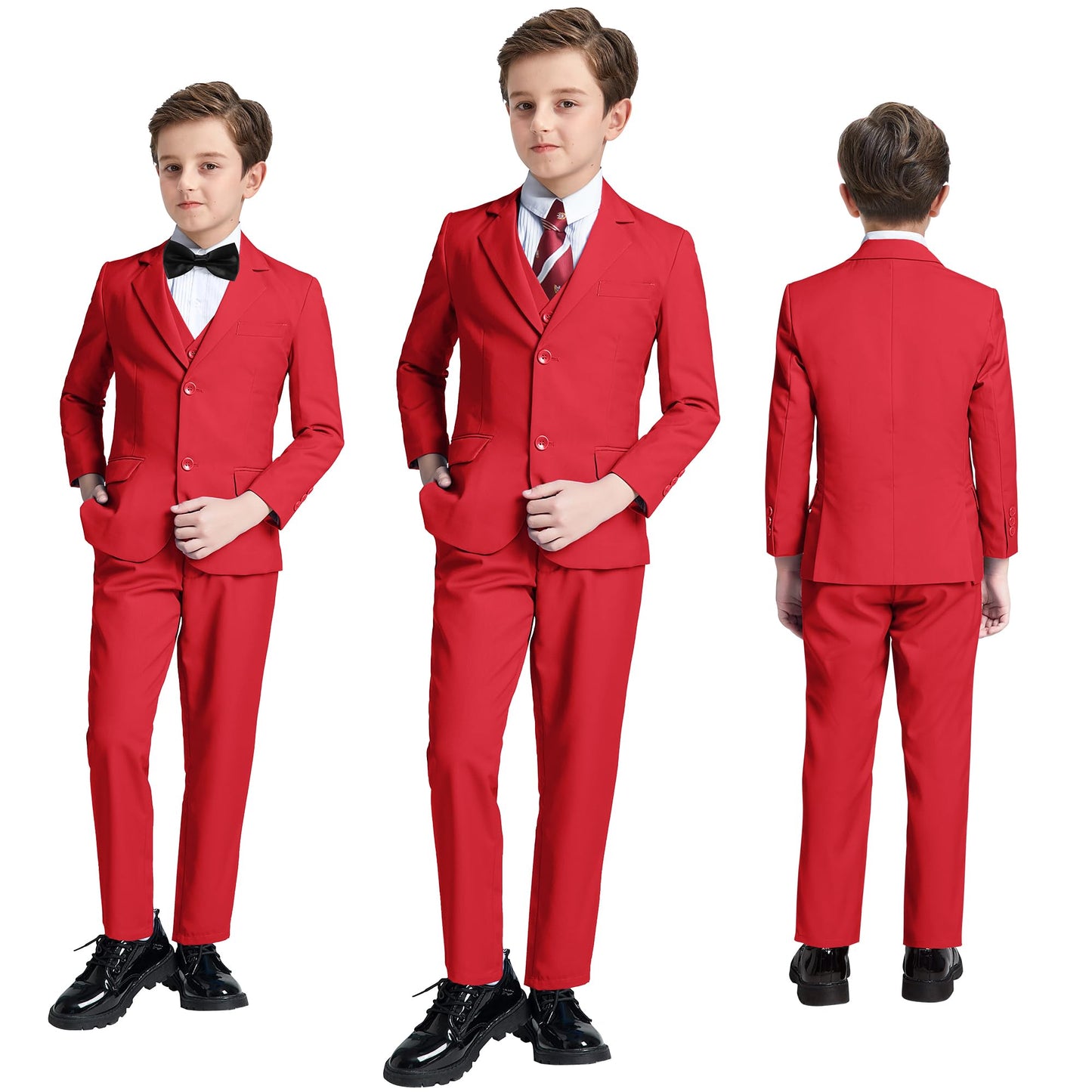 Boys' Suits Size 2T Kids Black Suit Slim Fit 6 Piece Formal Suit Set Teen Toddler Ring Bearer Outfit for Wedding