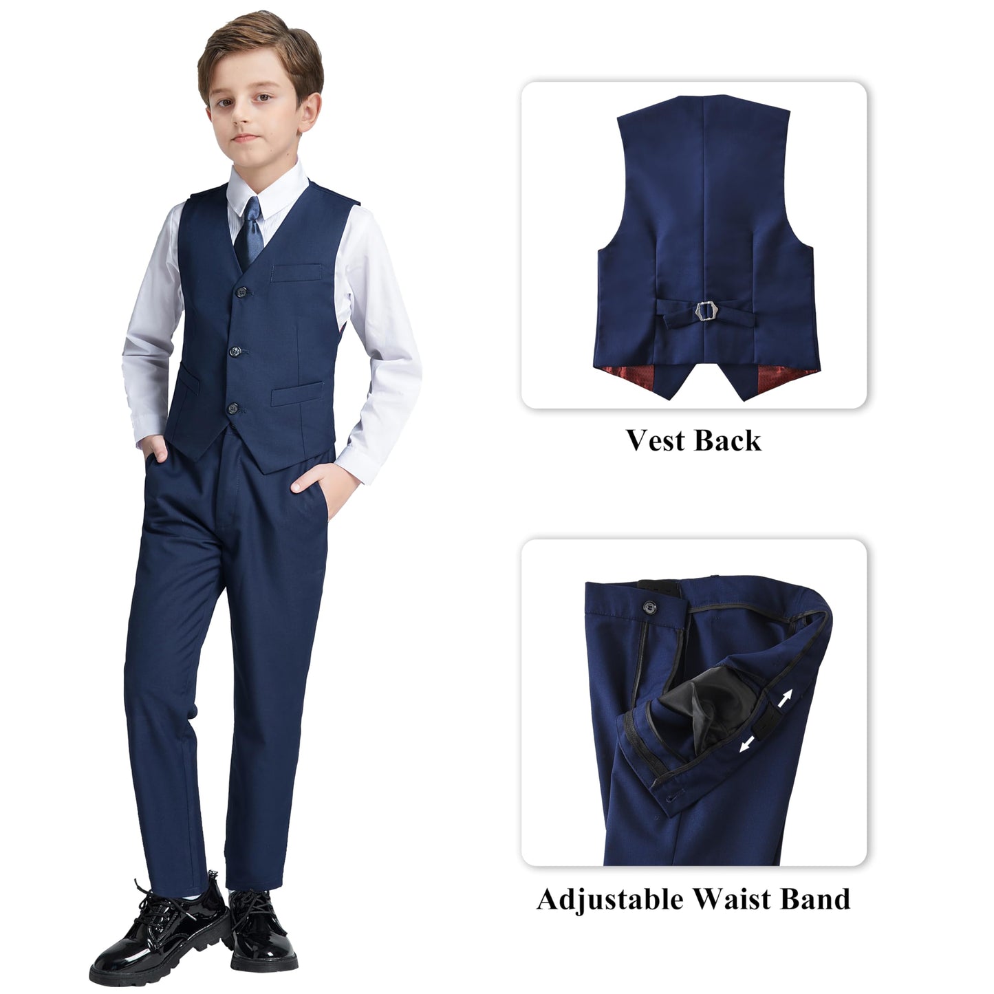 Boys' Suits Size 2T Kids Black Suit Slim Fit 6 Piece Formal Suit Set Teen Toddler Ring Bearer Outfit for Wedding