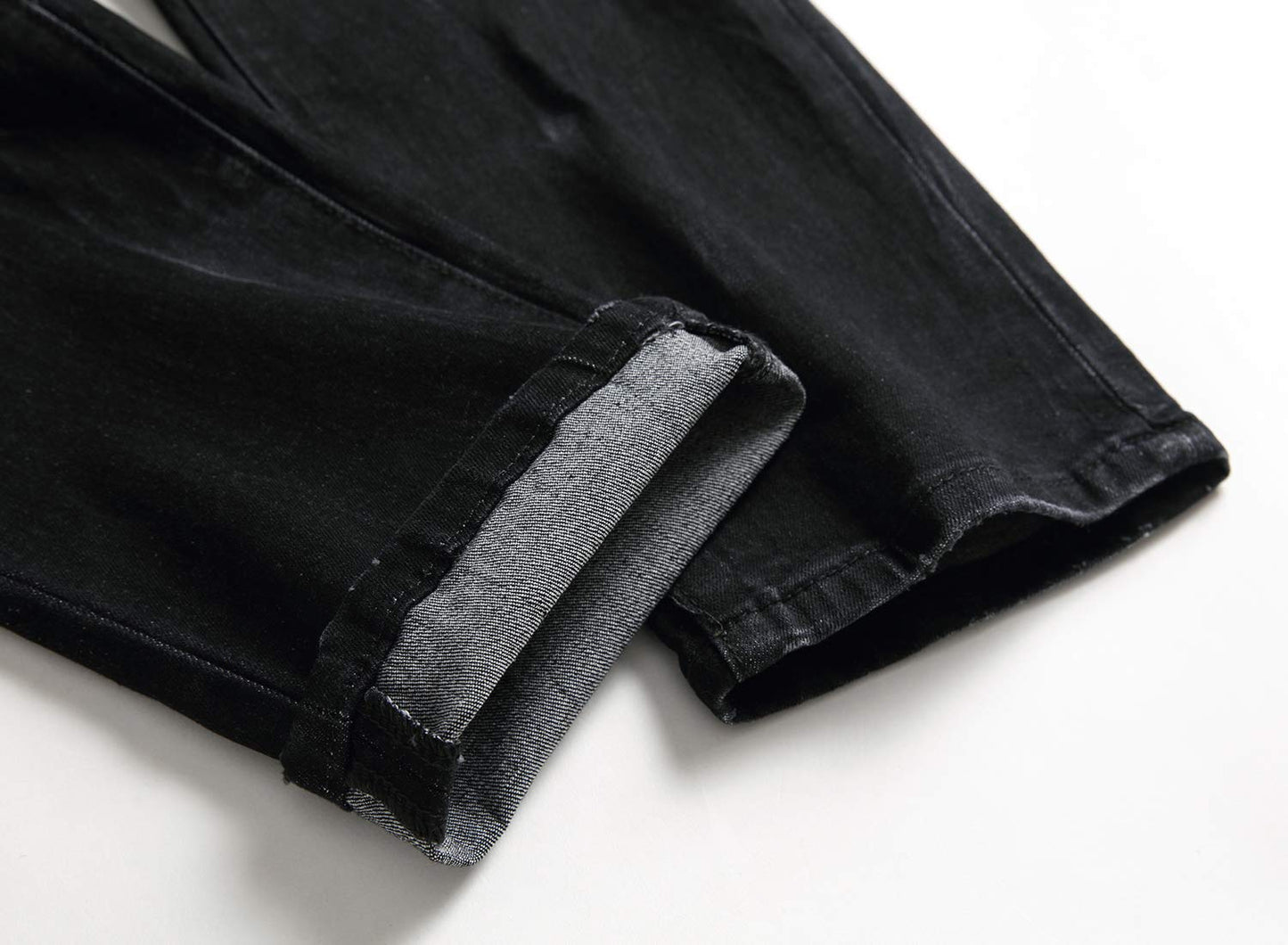 AITITIA Men's Biker Zipper Deco Washed Straight Fit Jeans (40, 002 Light Blue)