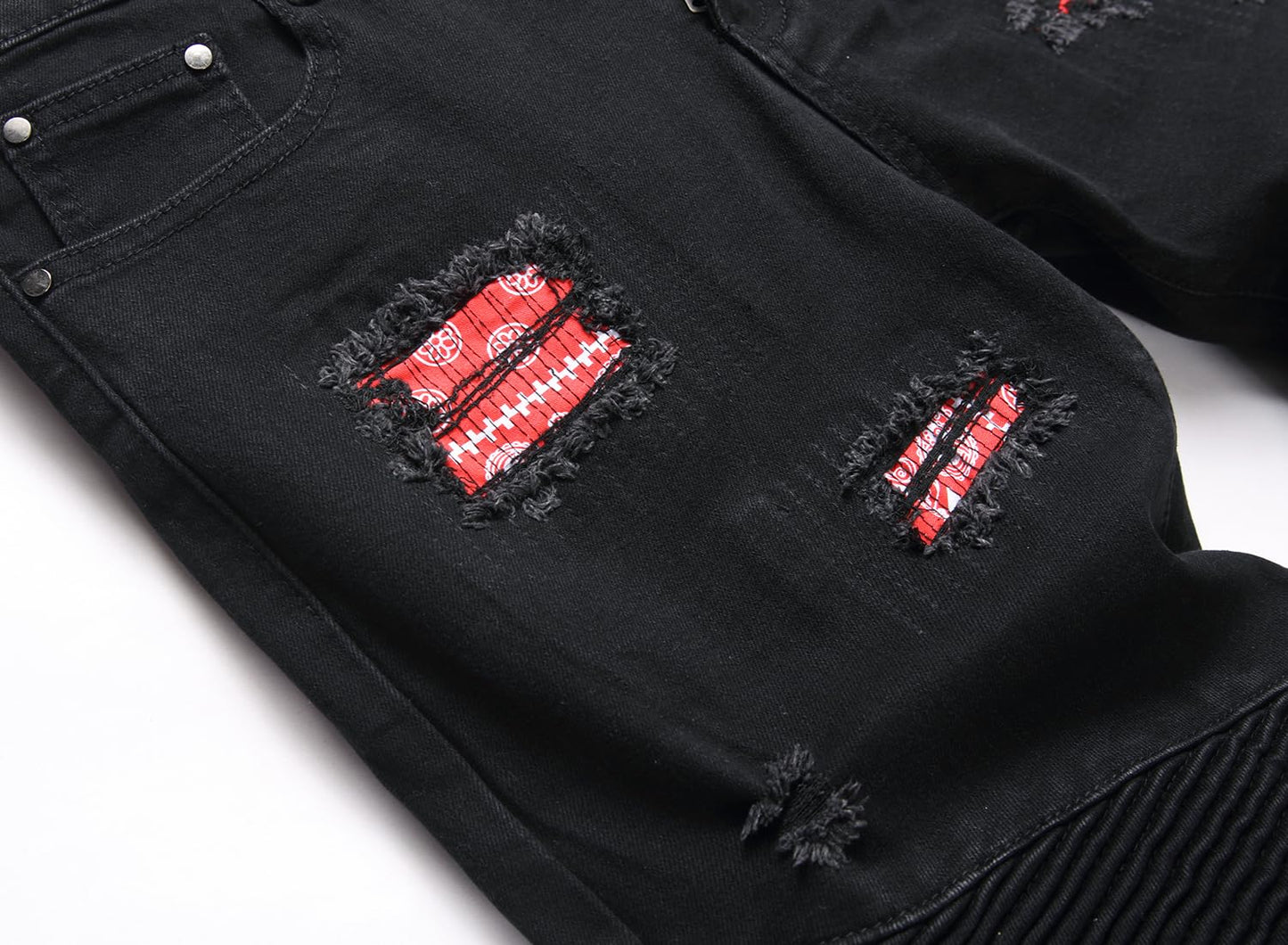 AITITIA Men's Biker Zipper Deco Washed Straight Fit Jeans (40, 002 Light Blue)