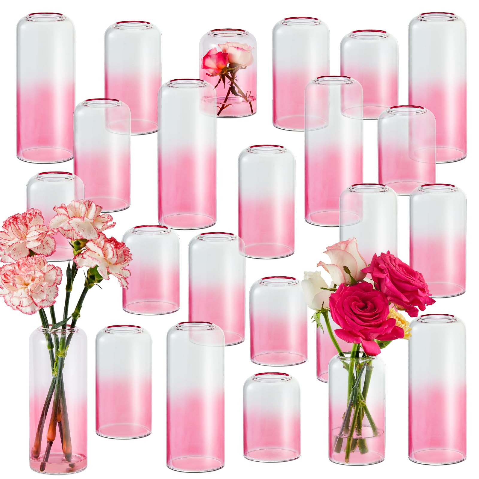 Glass Bud Vases Set of 24, Clear Flower Vase for Centerpieces,