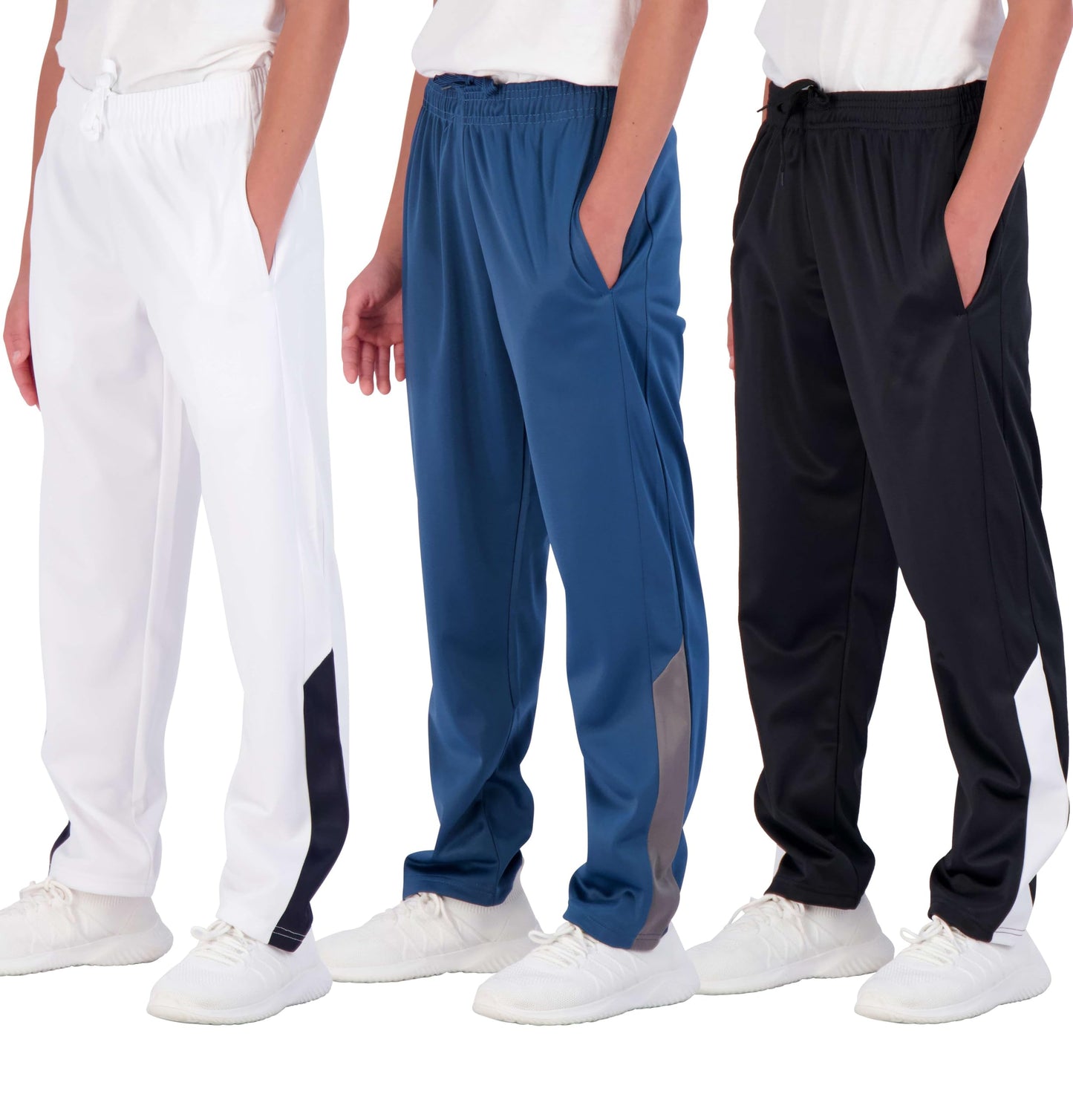 Real Essentials 3 Pack: Boys' Tricot Open Bottom Fleece-Lined Sweatpants with Pockets