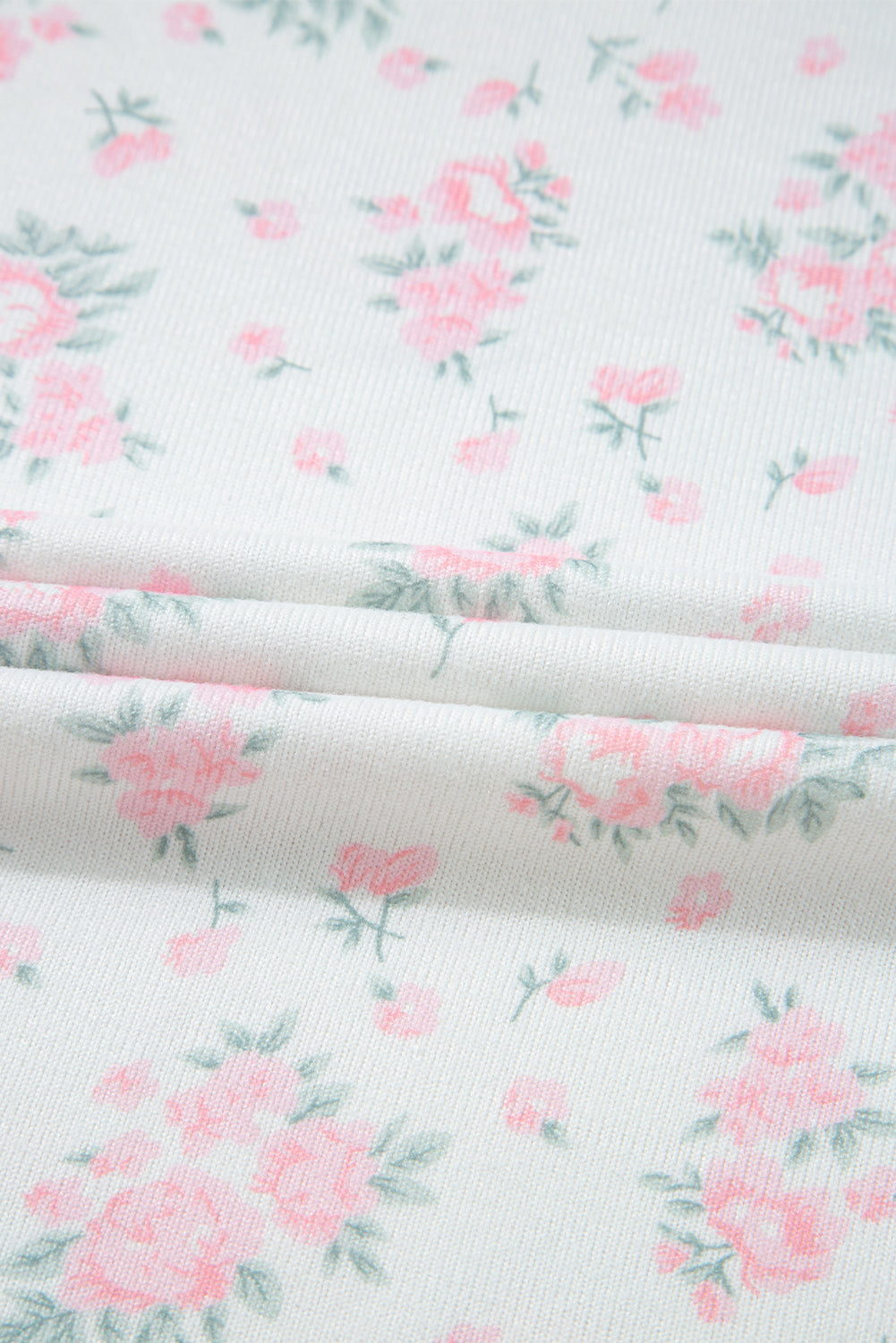 Pink Floral Print Lettuce Trim Tee and Shorts Pajama Set