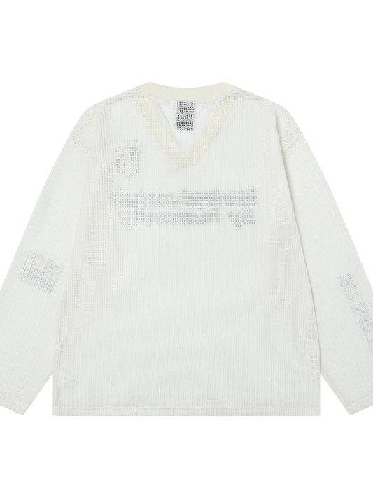 Men's V-Neck Graphic Mesh T-Shirt