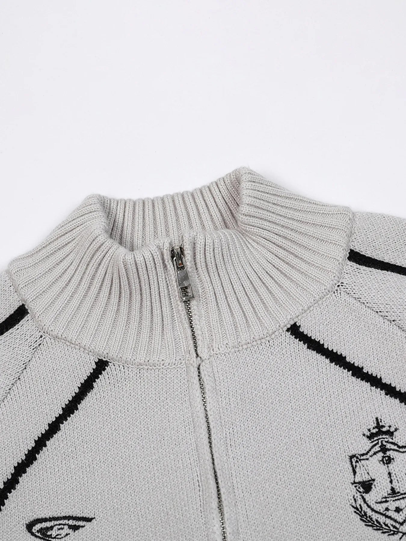 Men's Zip-Up Cardigan with Accent Stripes