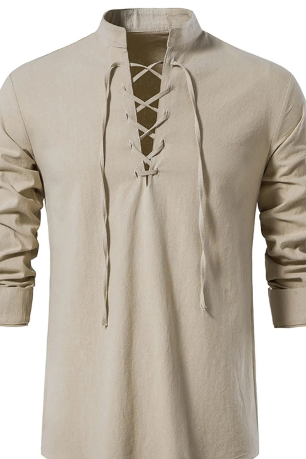 Men's Lace Up Long Sleeve Blouse
