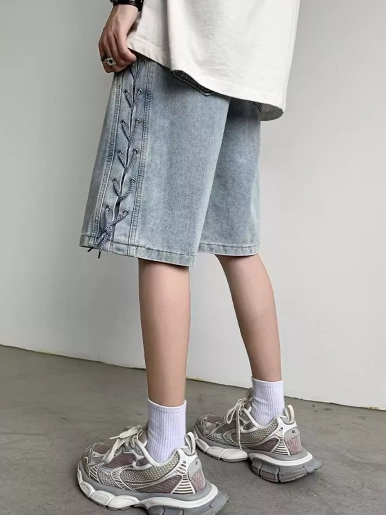 Men's Full Size Drawstring Loose Fit Denim Shorts Plus Size