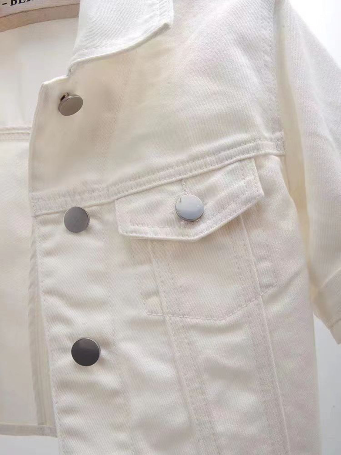 Side Button Slit Denim Jacket with Pockets