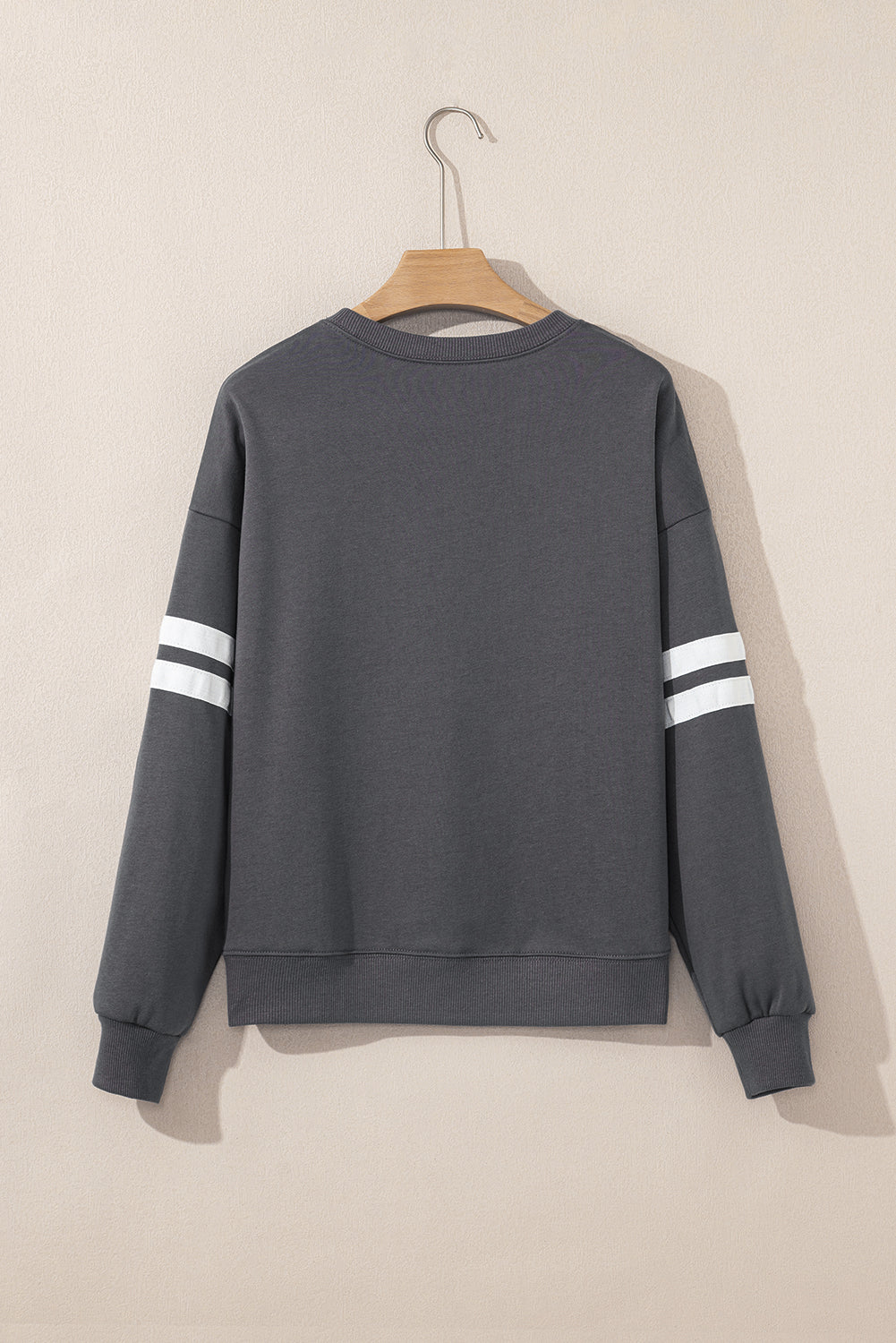 Black Preppy Striped Sleeve Loose Sweatshirt