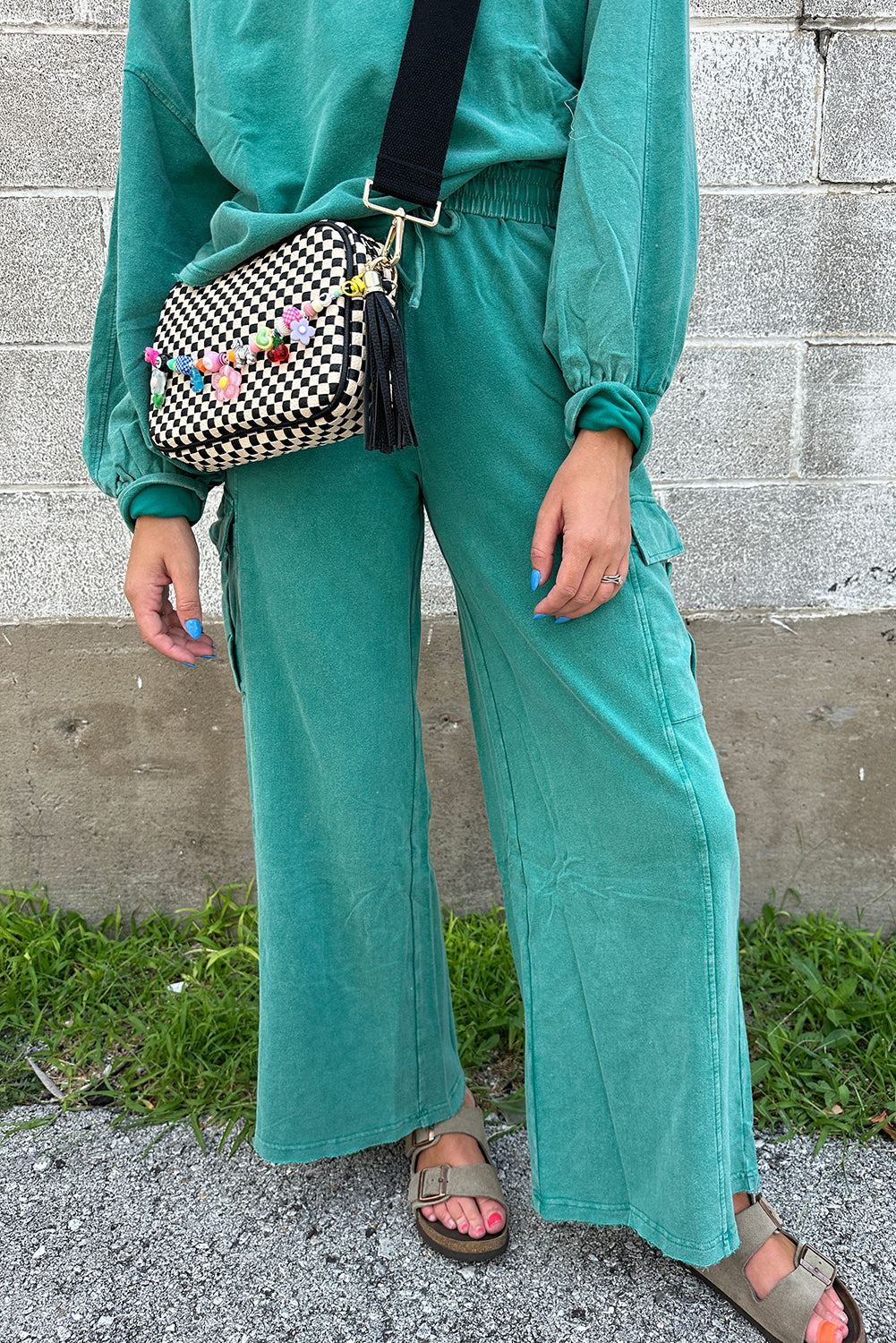 Black Leopard Print Halter Tank Top and Pants Set