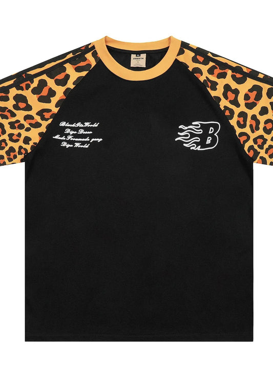 Men's Leopard Print Raglan Sleeve T-Shirt
