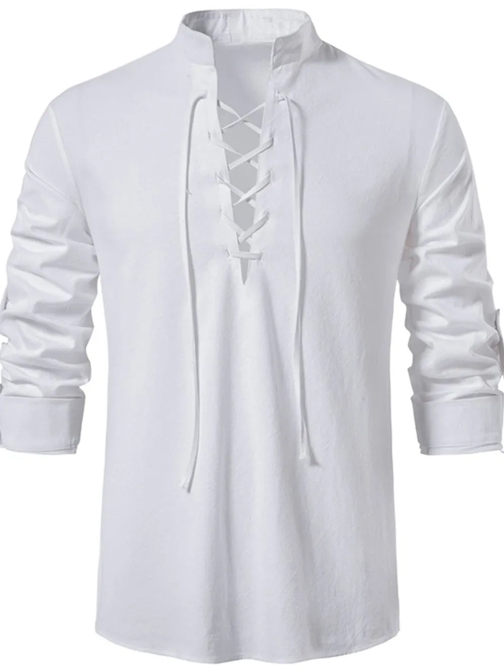 Men's Lace Up Long Sleeve Blouse