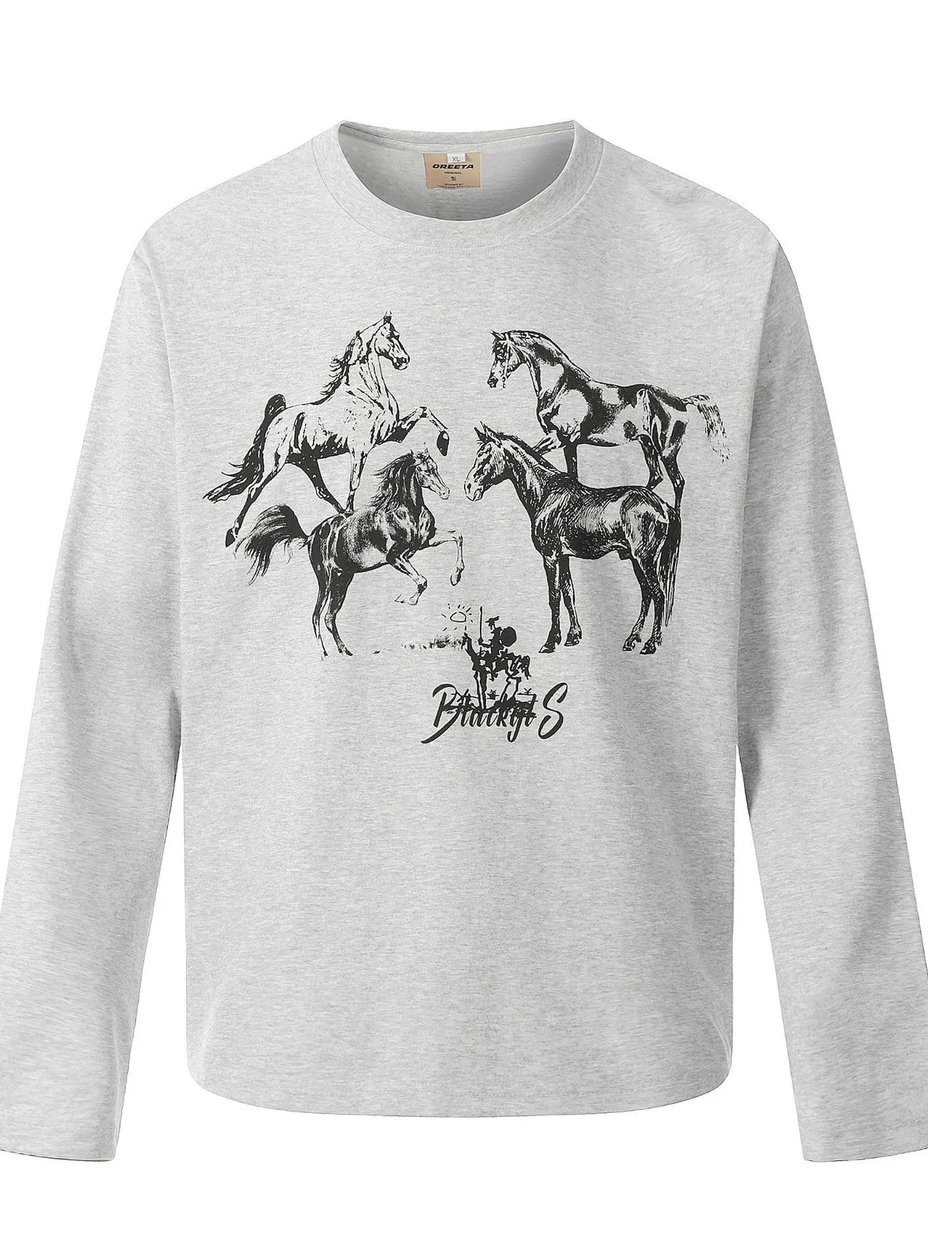 Men's Vintage Horse Graphic Long Sleeve T-Shirt