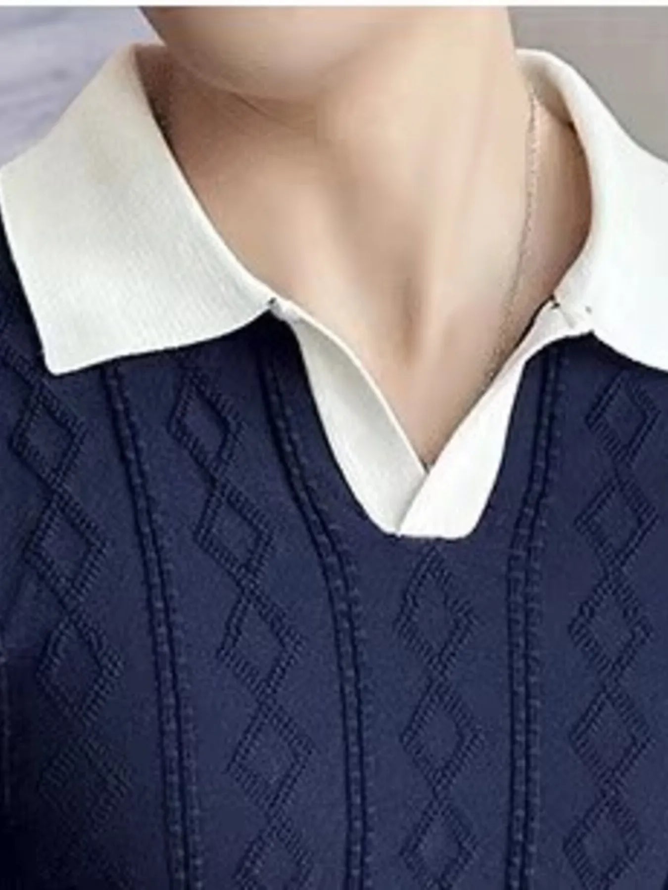 Men's Full Size Contrast Collar Short Sleeve Knit Polo Plus Size