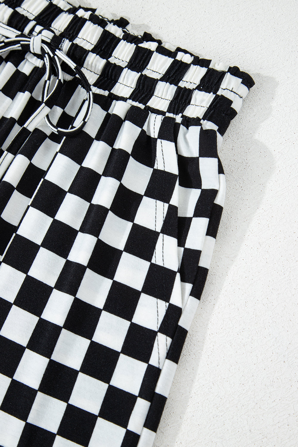 Beige Checkered Print Long Sleeve Loose Fit Pajama Set 