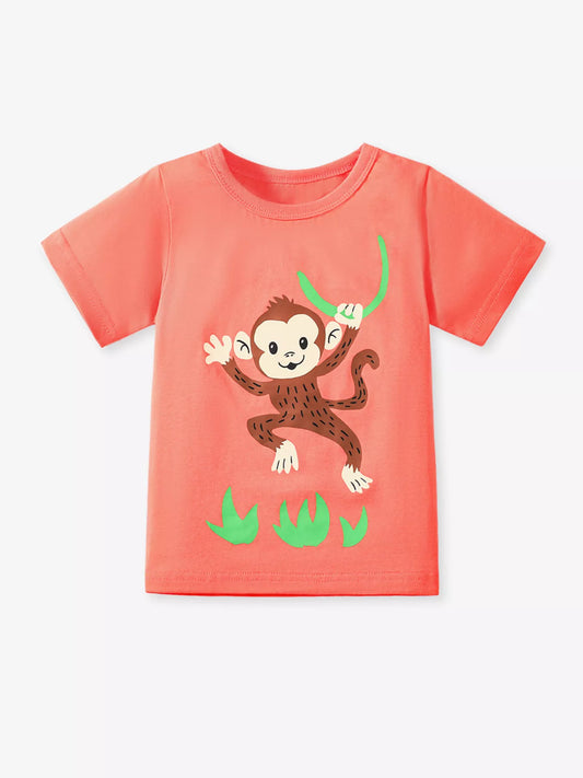 Children's Monkey Graphic Short Sleeve T-Shirt
