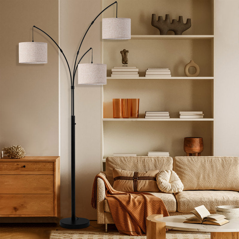 Ebern Designs 80" 3-Light Dimmable 3-Color Temperature Arc Floor Lamp with Remote Control