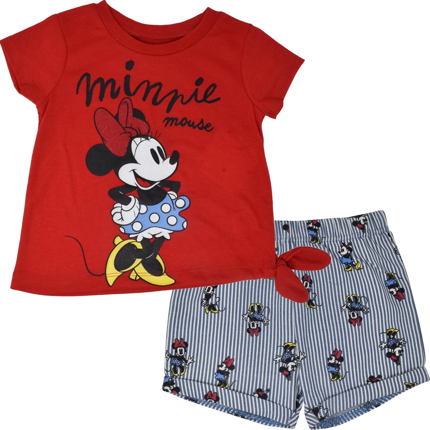 Disney Minnie Mouse Toddler Girls Graphic T-Shirt and Shorts Outfit Set Light Pink/Light Blue 3T