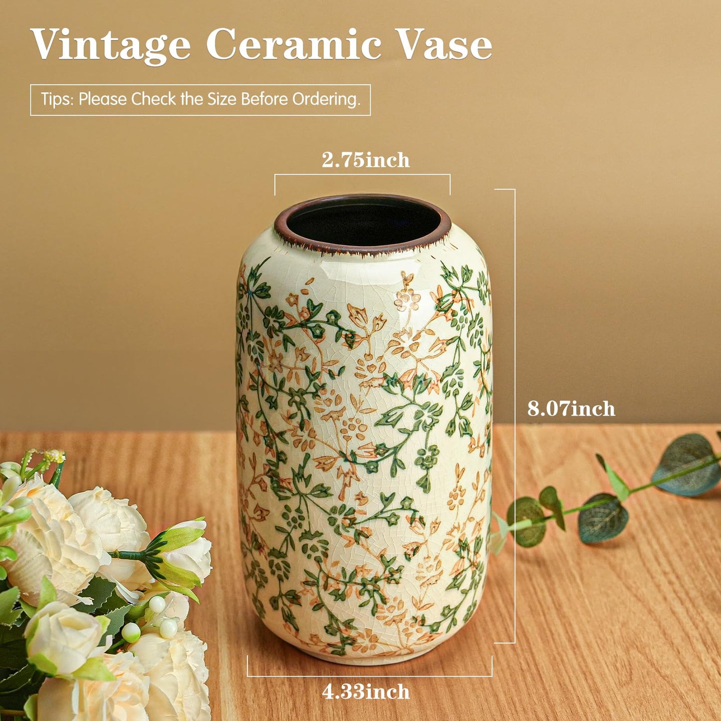 Ceramic Vase for Flowers – Modern Small Ribbed Textured Flower Vase for Home Decor, Pampas Grass, Decorative, Farmhouse, Coffee Table, Kitchen Centerpieces, Bookshelf and Home Living (White)