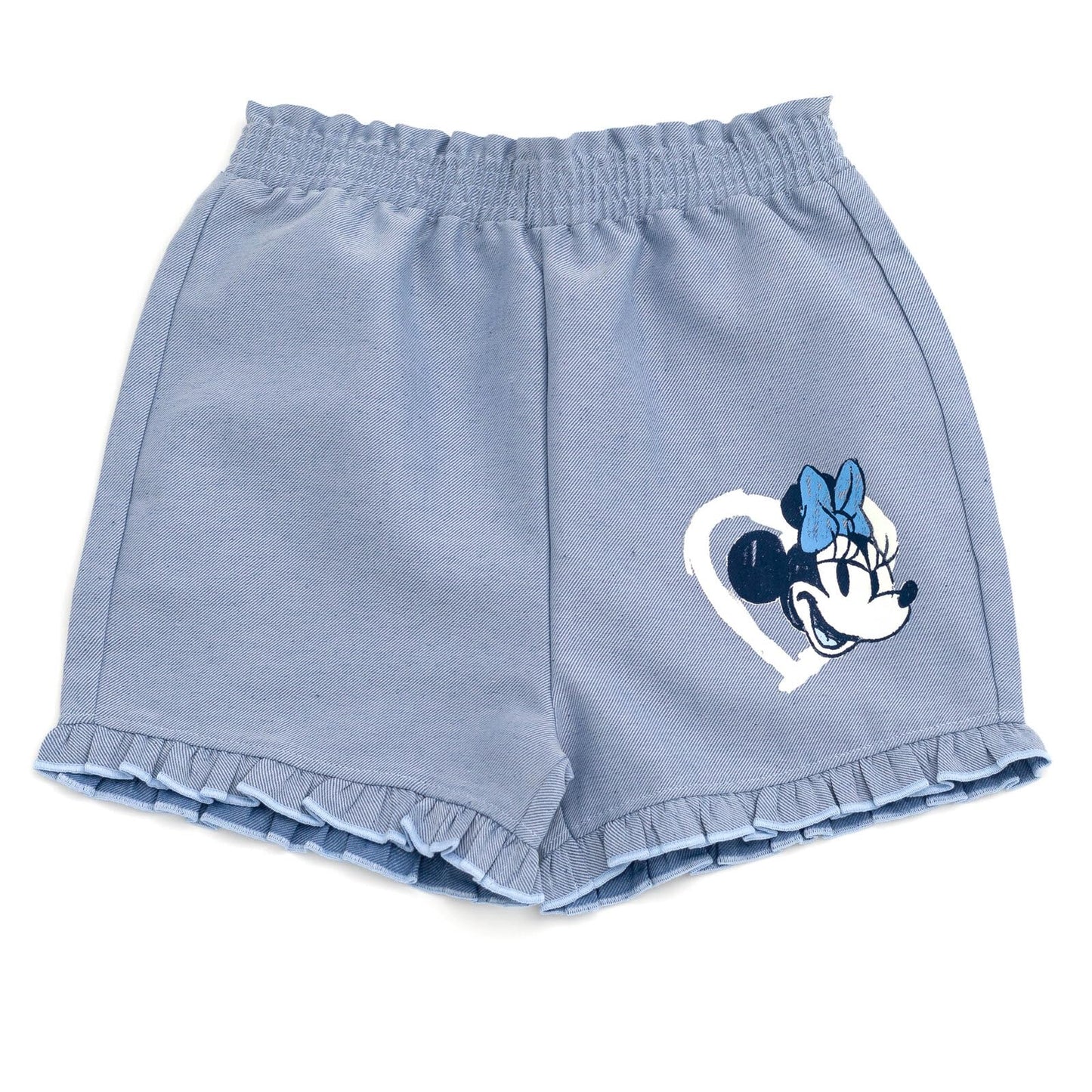 Disney Minnie Mouse Toddler Girls Graphic T-Shirt and Shorts Outfit Set Light Pink/Light Blue 3T