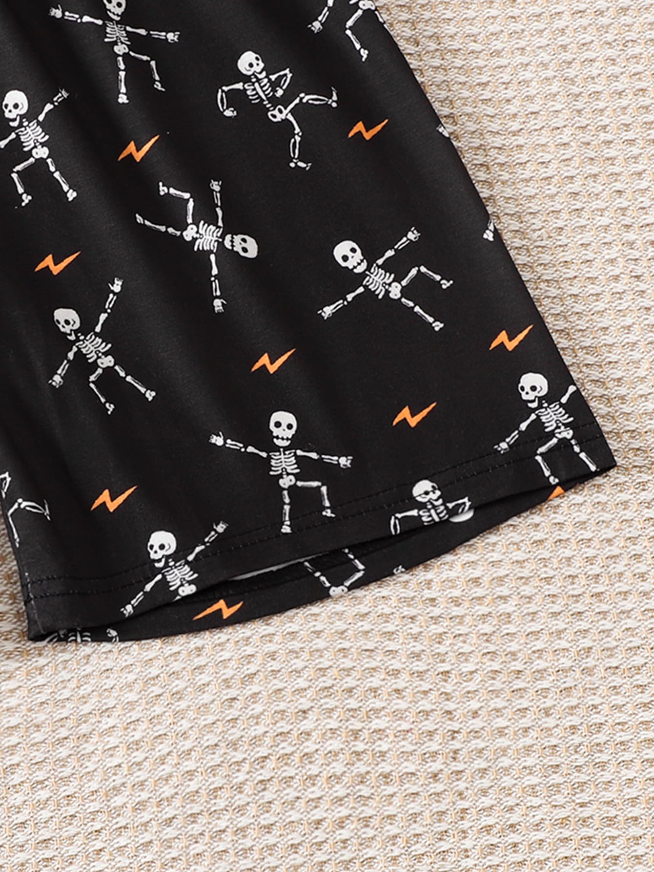 MyFav Big Boys Glow in Dark Skull Pjs Sleepwear Summer Pajama Shorts Sets, Skateboard, 14 Years