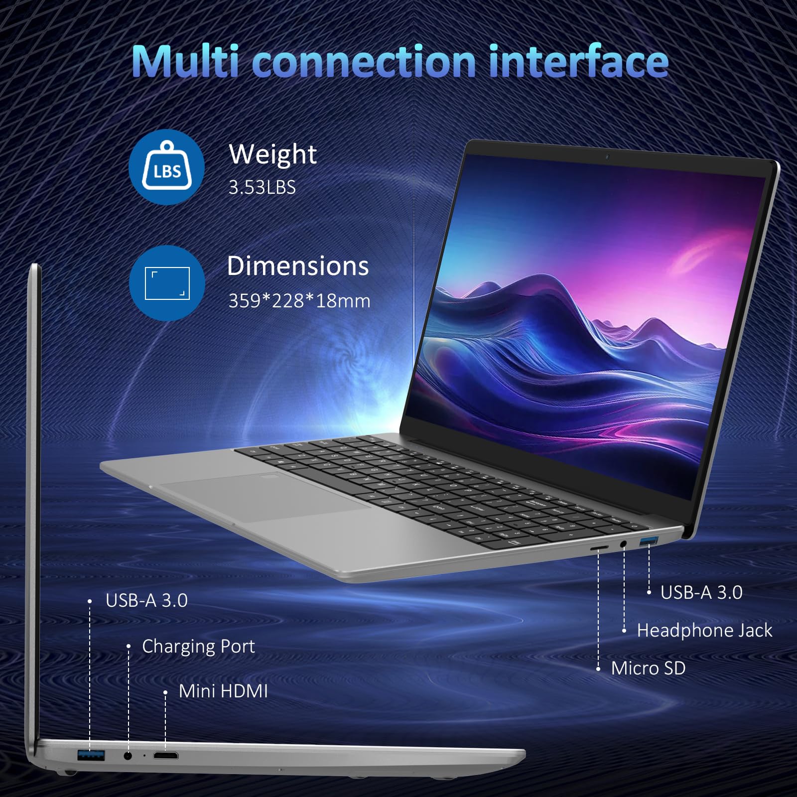 Auusda 15.6" Laptop Computer, 16GB RAM, 1TB NVMe, 4C4T N95 Up to 3.4GHz, FHD Display, Backlit Keyboard, Fingerprint Reader, Big 8000mAh Battery, Win11 Pro, Upgradable to 10TB Storage, Silver, T152A