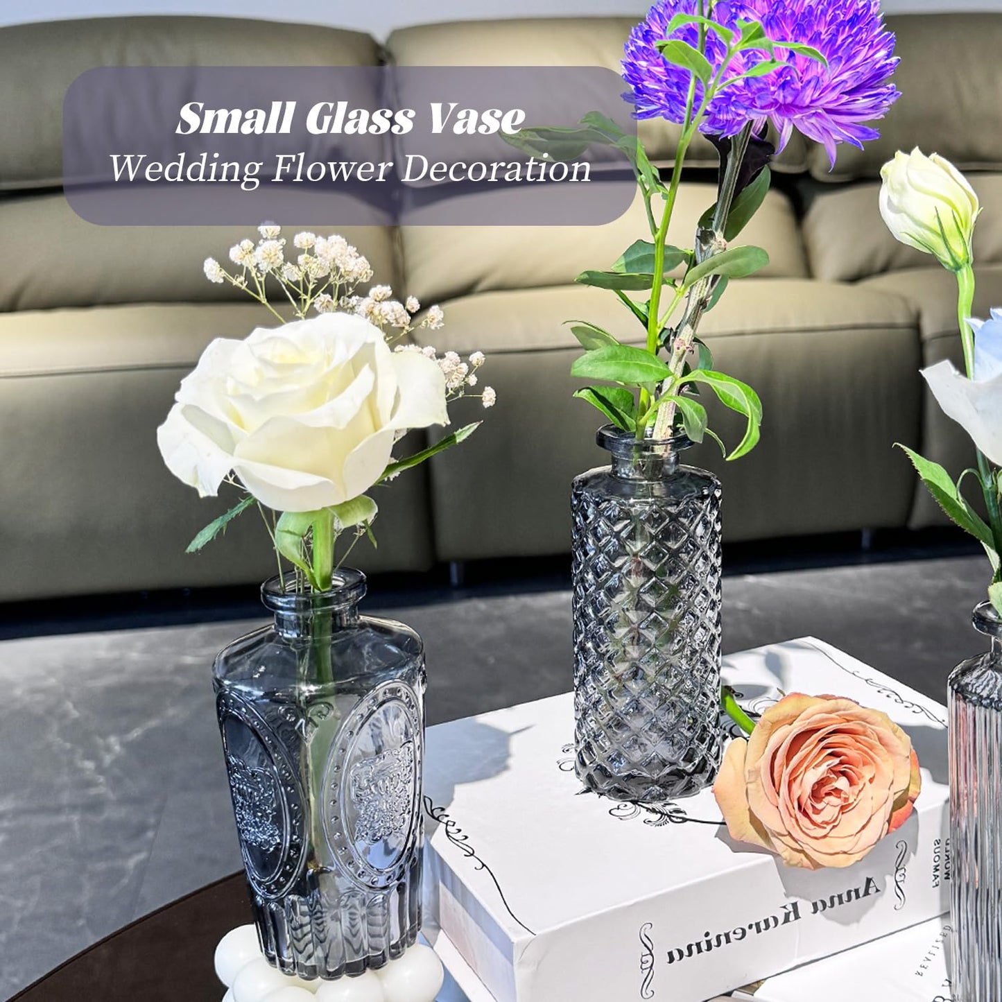 Anquephd Glass Bud Vase Set of 32PCS Wedding Centerpieces for Tables,Mini Clear Bud Vases for Flowers,Small Flower Vases Suitable for Birthday Party,Anniversary,Wedding,Baby Shower (Clear, 32PCS)