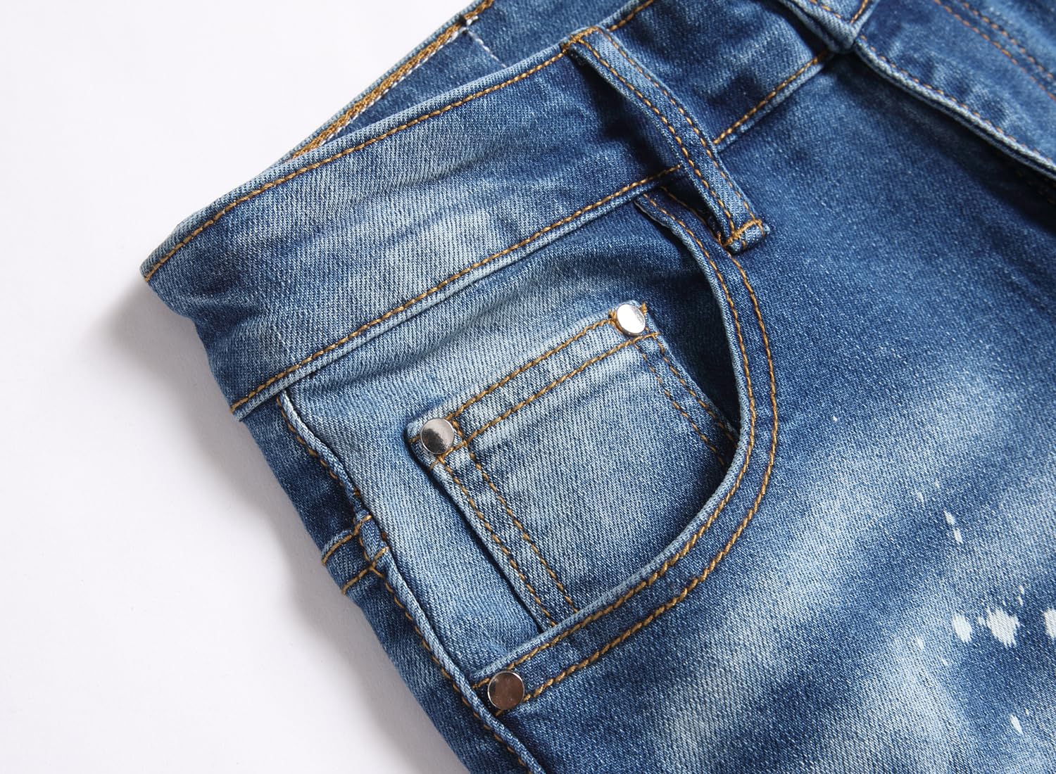 AITITIA Men's Biker Zipper Deco Washed Straight Fit Jeans (40, 002 Light Blue)