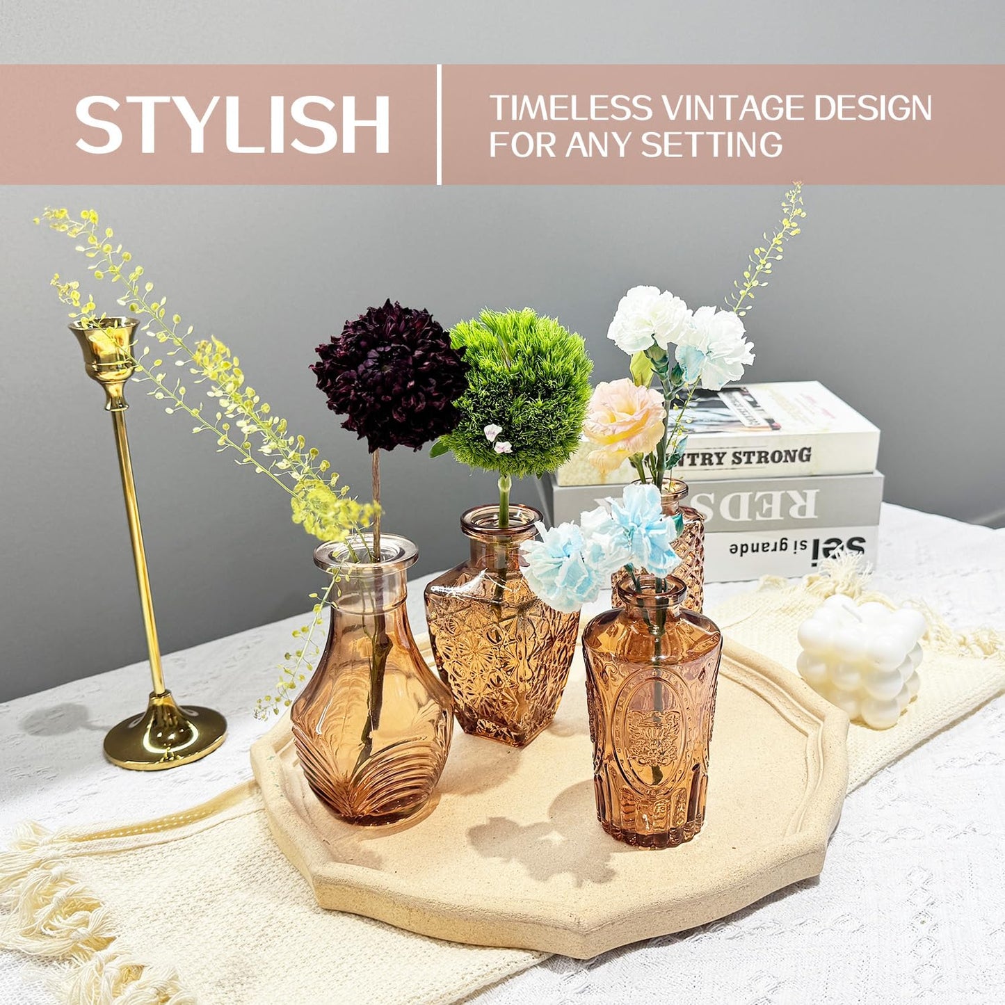 Anquephd Glass Bud Vase Set of 32PCS Wedding Centerpieces for Tables,Mini Clear Bud Vases for Flowers,Small Flower Vases Suitable for Birthday Party,Anniversary,Wedding,Baby Shower (Clear, 32PCS)