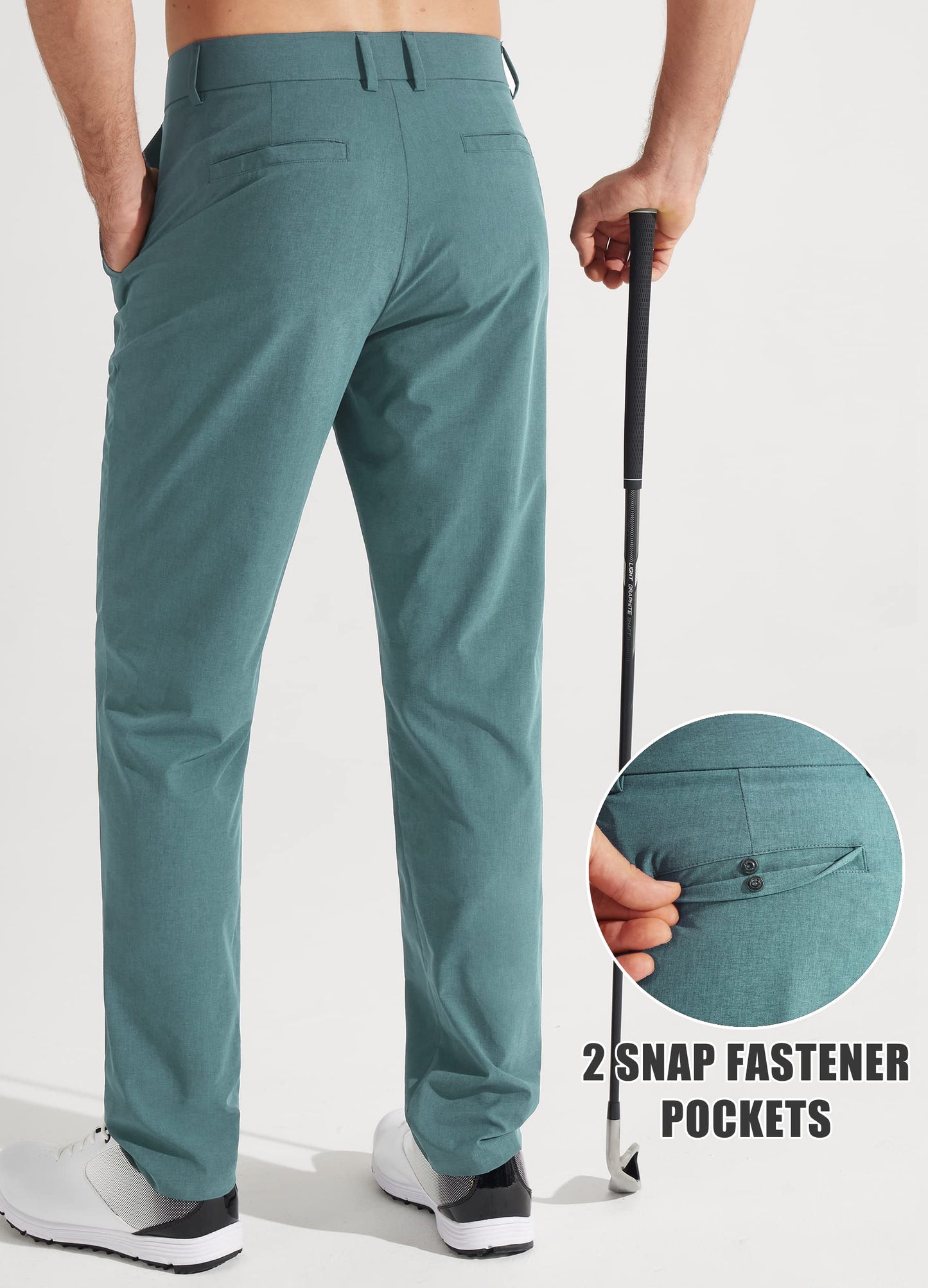 Libin Men's Golf Pants Classic Fit Stretch Work Dress Pants 32" Quick Dry Lightweight Business Casual Trousers Comfort Water Resistant, Black, 33W x 32L