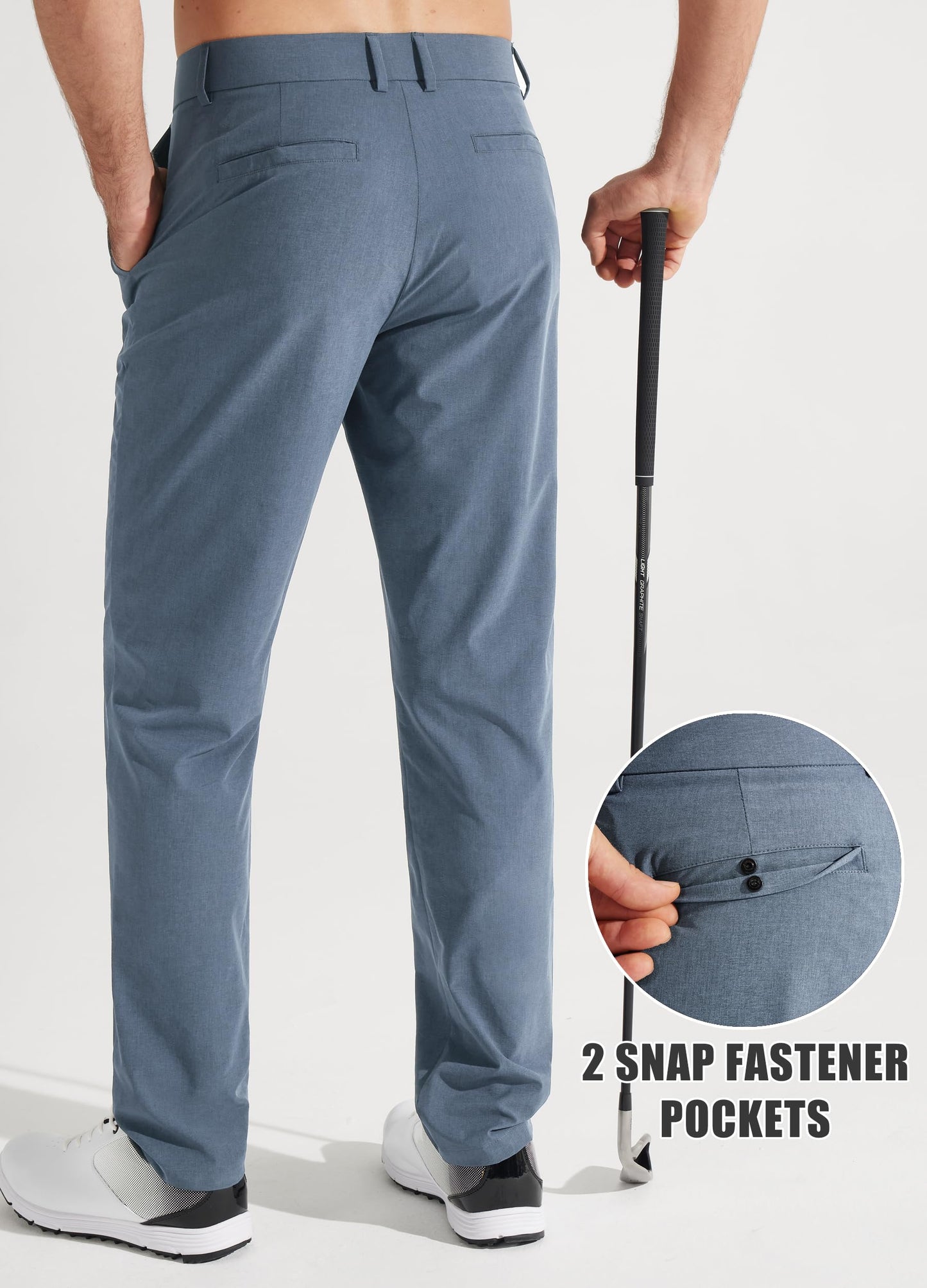 Libin Men's Golf Pants Classic Fit Stretch Work Dress Pants 32" Quick Dry Lightweight Business Casual Trousers Comfort Water Resistant, Black, 33W x 32L