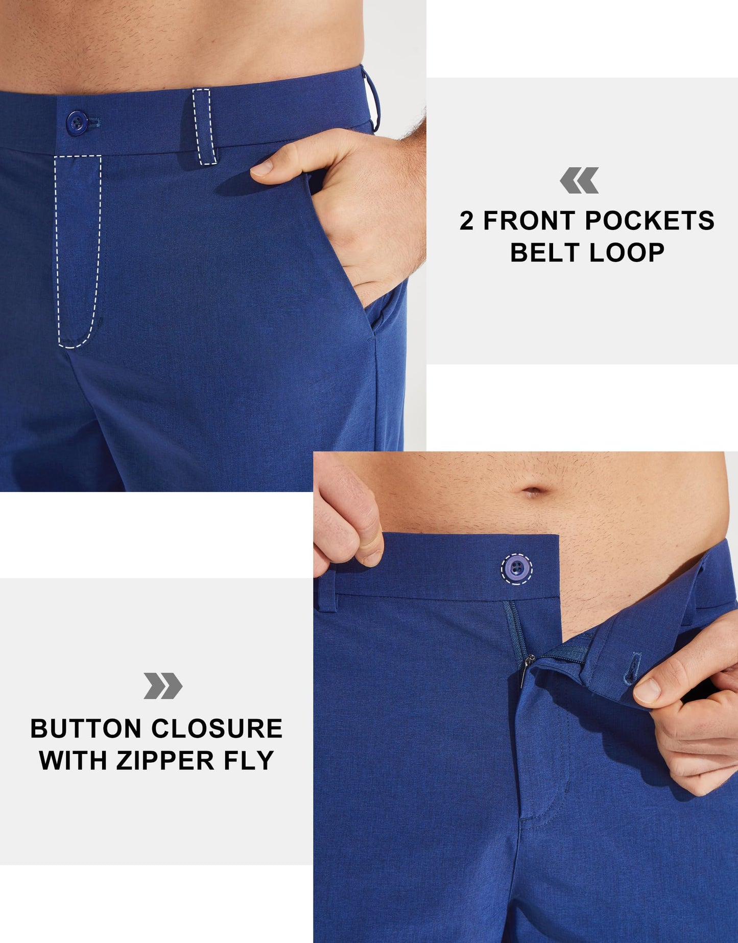 Libin Men's Golf Pants Classic Fit Stretch Work Dress Pants 32" Quick Dry Lightweight Business Casual Trousers Comfort Water Resistant, Black, 33W x 32L