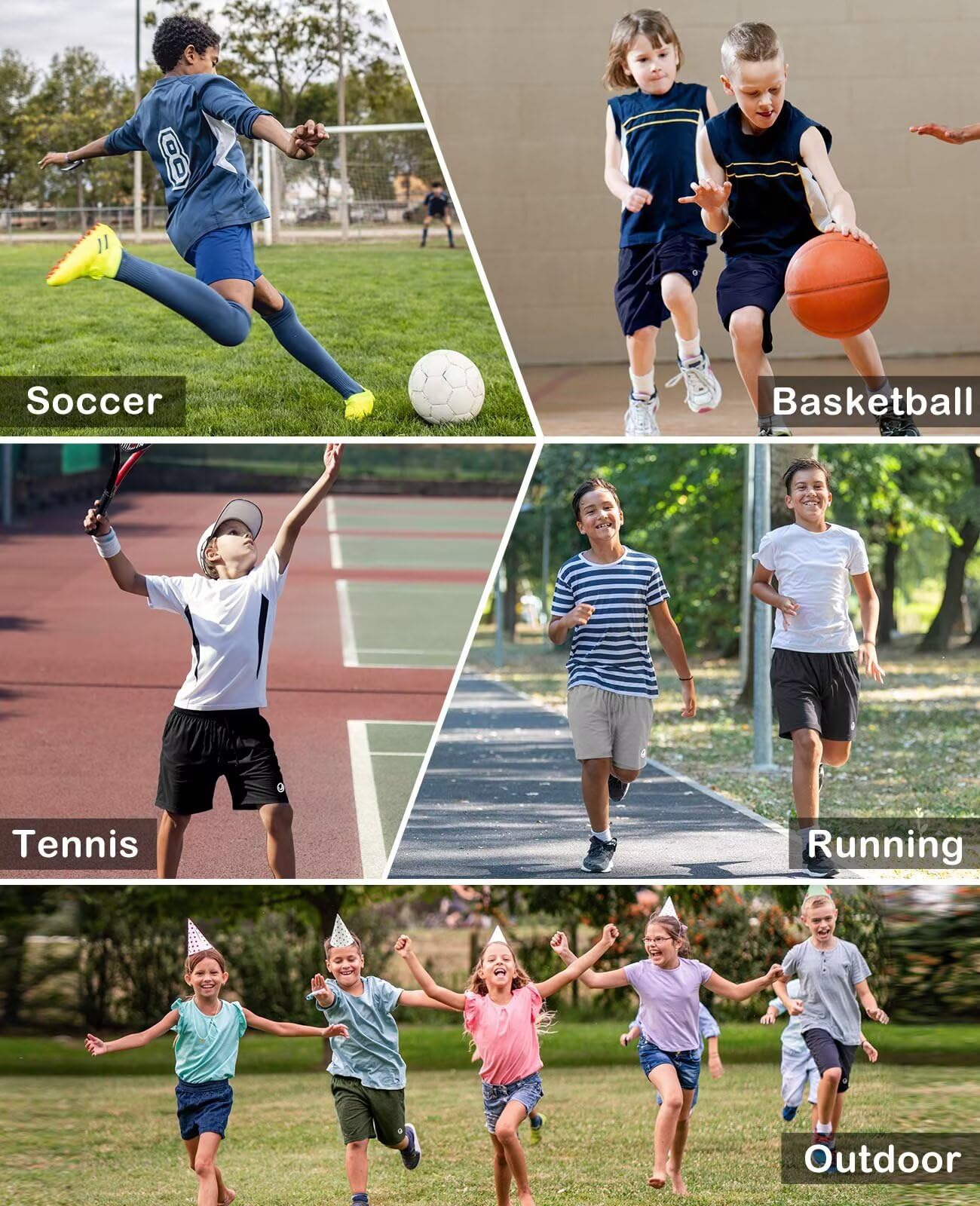 OCYMA 5 Pack Boys Athletic Shorts with Pockets 