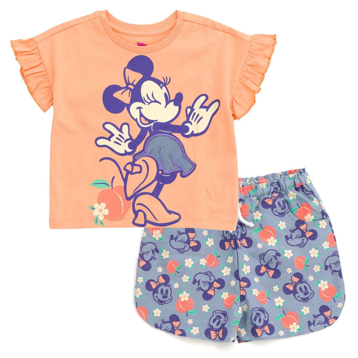Disney Minnie Mouse Toddler Girls Graphic T-Shirt and Shorts Outfit Set Light Pink/Light Blue 3T