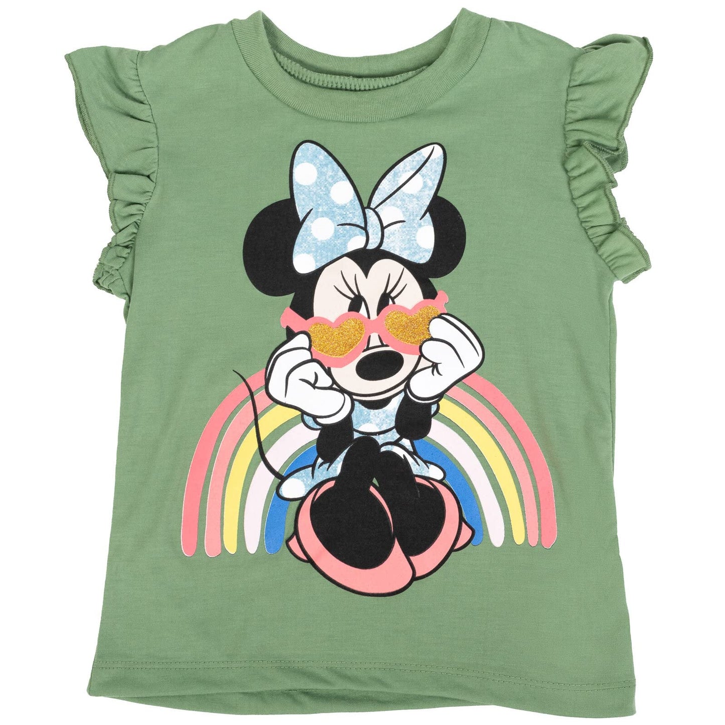 Disney Minnie Mouse Toddler Girls Graphic T-Shirt and Shorts Outfit Set Light Pink/Light Blue 3T