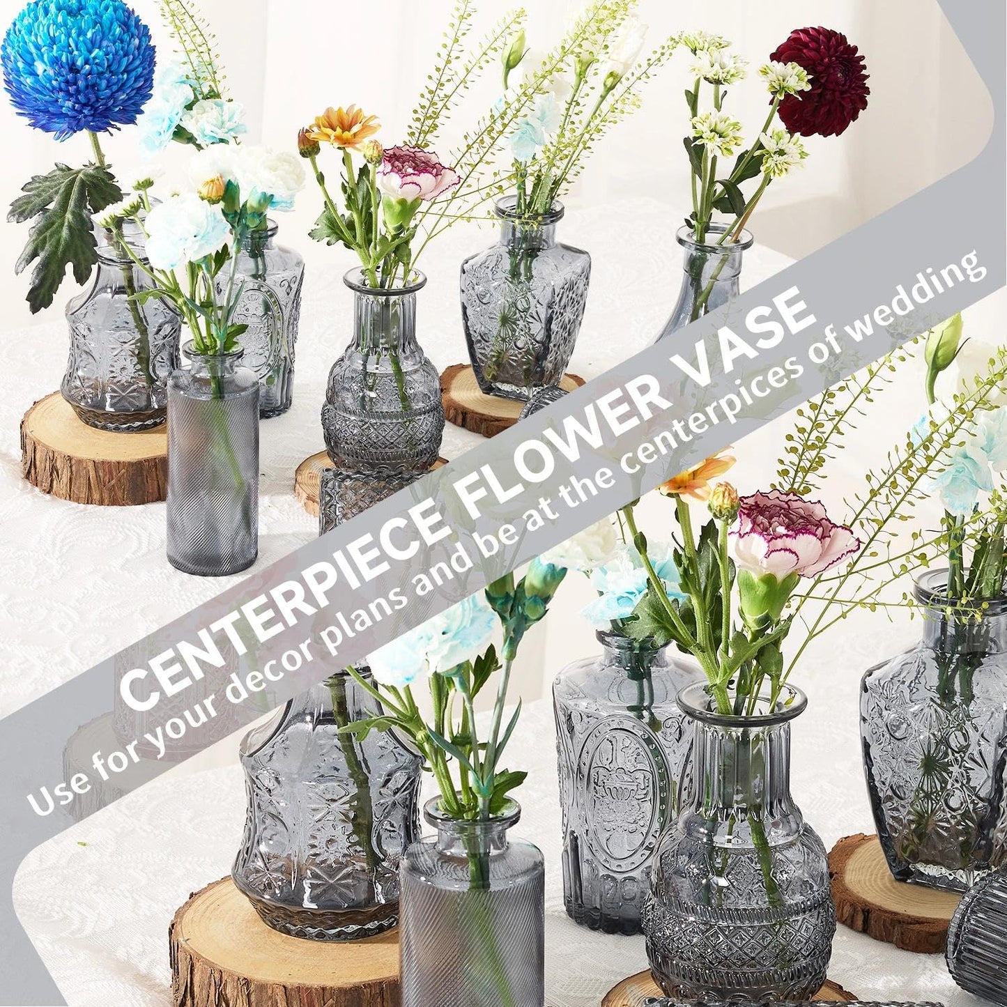 Anquephd Glass Bud Vase Set of 32PCS Wedding Centerpieces for Tables,Mini Clear Bud Vases for Flowers,Small Flower Vases Suitable for Birthday Party,Anniversary,Wedding,Baby Shower (Clear, 32PCS)