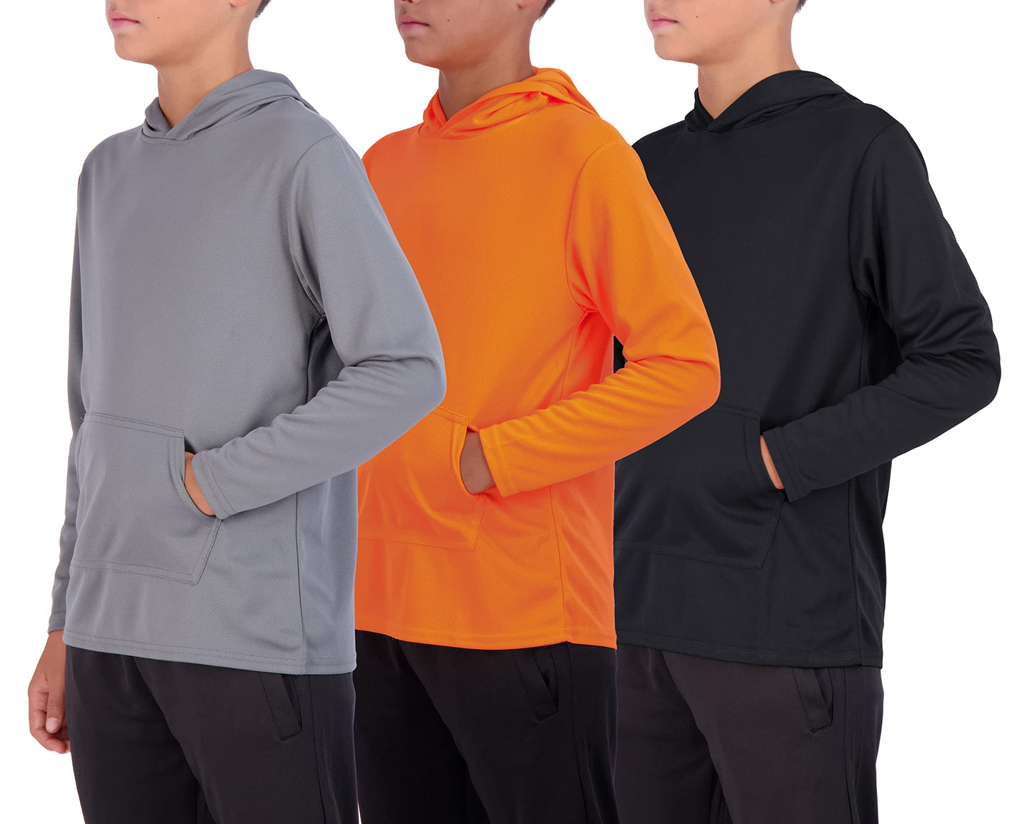 Real Essentials 3 Pack: Boys Hoodies – Youth Mesh Long Sleeve Sweatshirts.