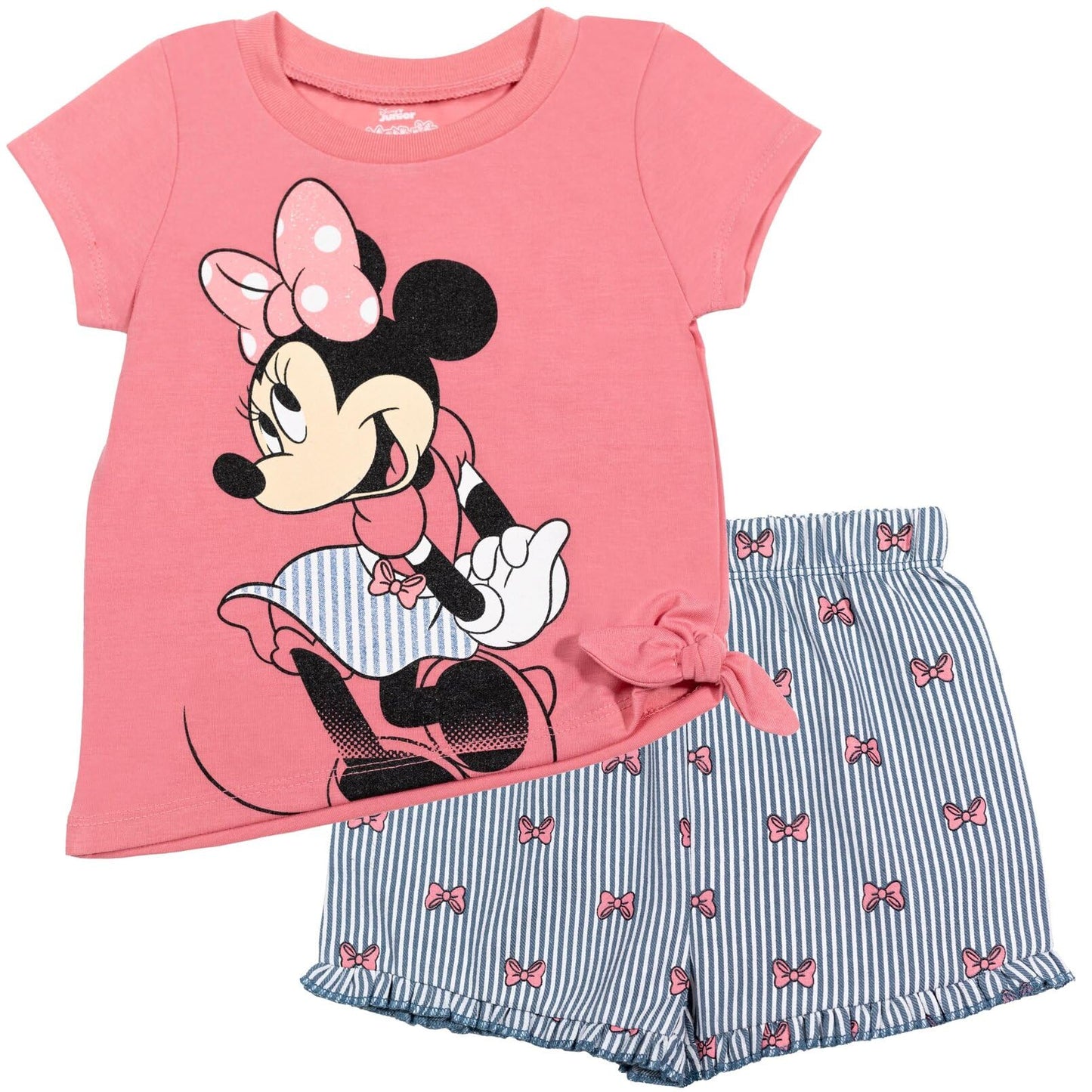 Disney Minnie Mouse Toddler Girls Graphic T-Shirt and Shorts Outfit Set Light Pink/Light Blue 3T