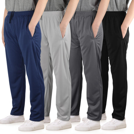 4 Pack Boys Mesh Lightweight Sweatpants, Thin Open Bottom Athletic Sweatpants for Boys.