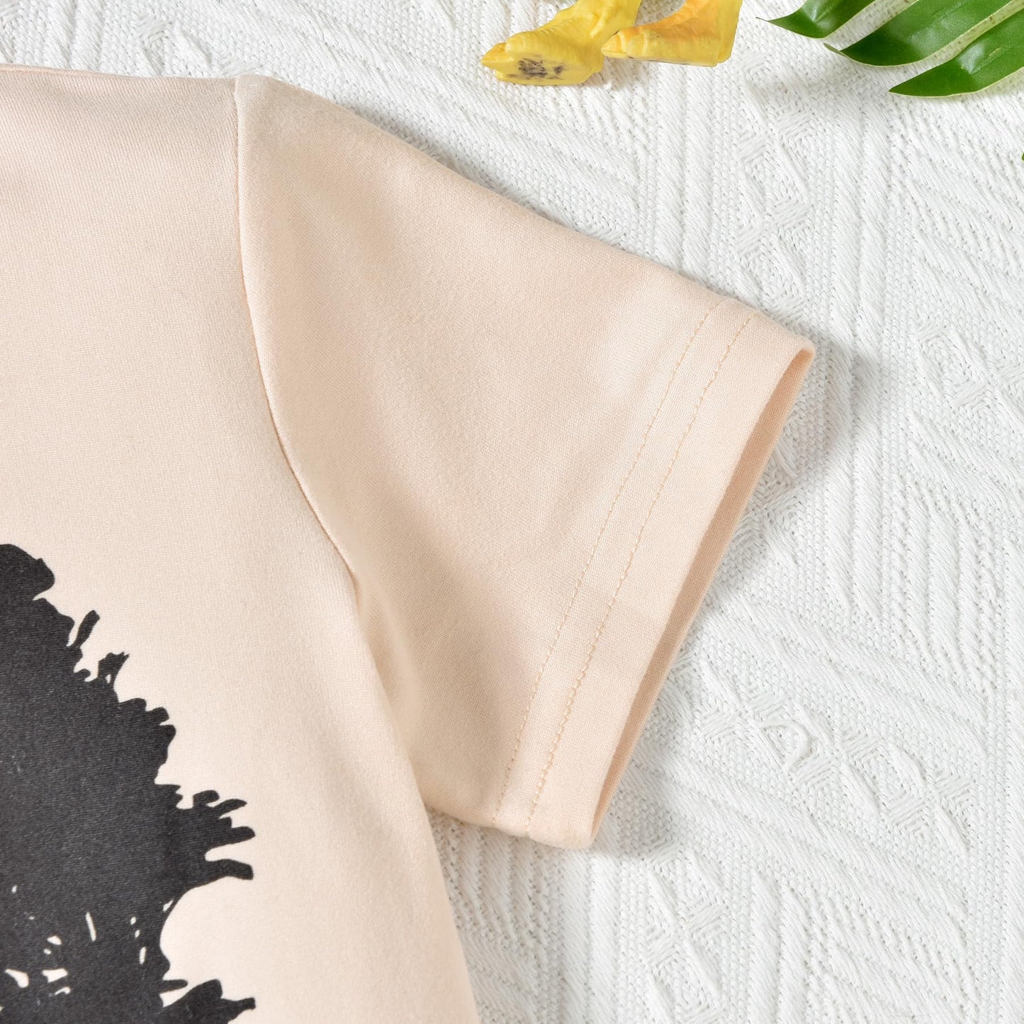 fioukiay 4T Black Toddler Boys Sring Summer Shorts Set Boys Letter Printed Palm Leaf Clothes Outfit