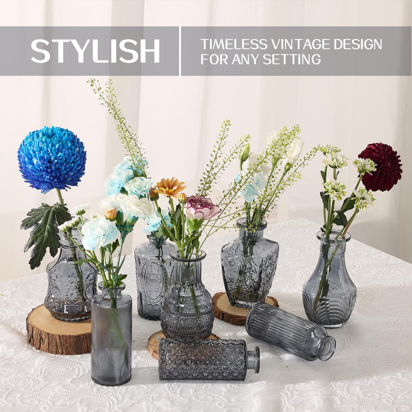 Anquephd Glass Bud Vase Set of 32PCS Wedding Centerpieces for Tables,Mini Clear Bud Vases for Flowers,Small Flower Vases Suitable for Birthday Party,Anniversary,Wedding,Baby Shower (Clear, 32PCS)