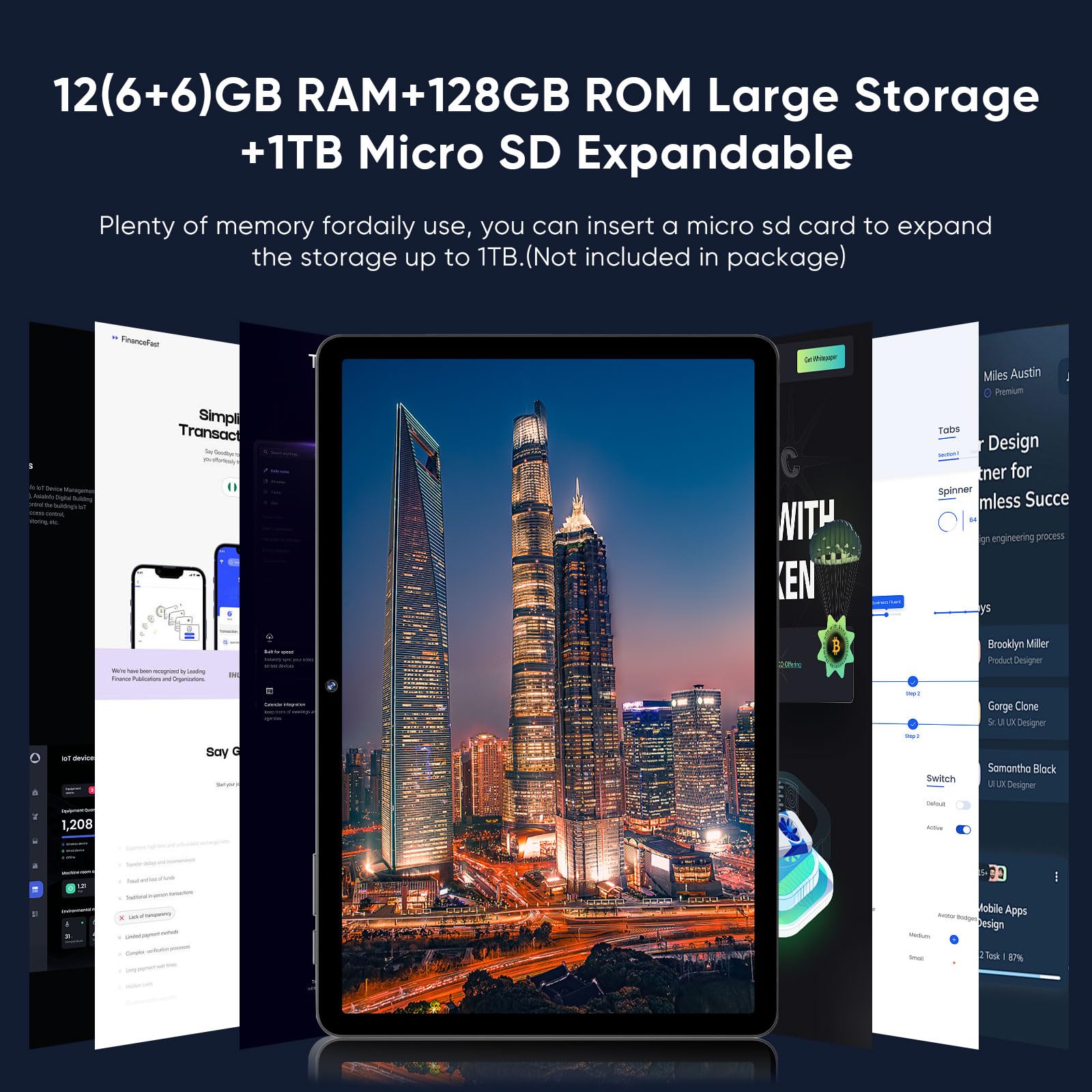 Android 14 Tablet,11 Inch Tablets with Octa Core Processor, 12GB RAM + 128GB ROM 1TB Expand, Widevine L1, 8000mAh Battery, 2.4/5Ghz Dual Band WiFi/GPS/FM Radio,5/8MP Cameras, Case Included - Blue