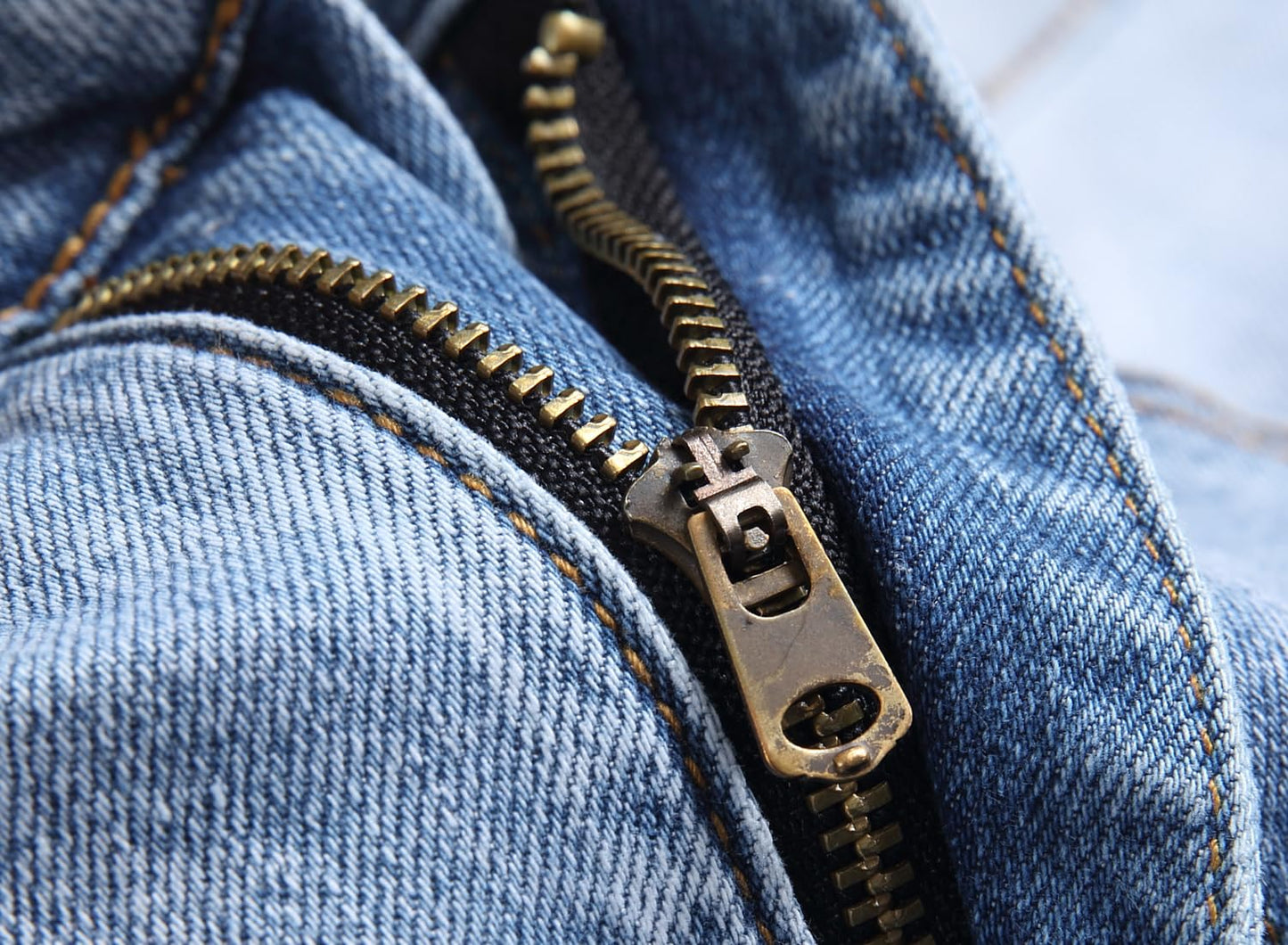 AITITIA Men's Biker Zipper Deco Washed Straight Fit Jeans (40, 002 Light Blue)