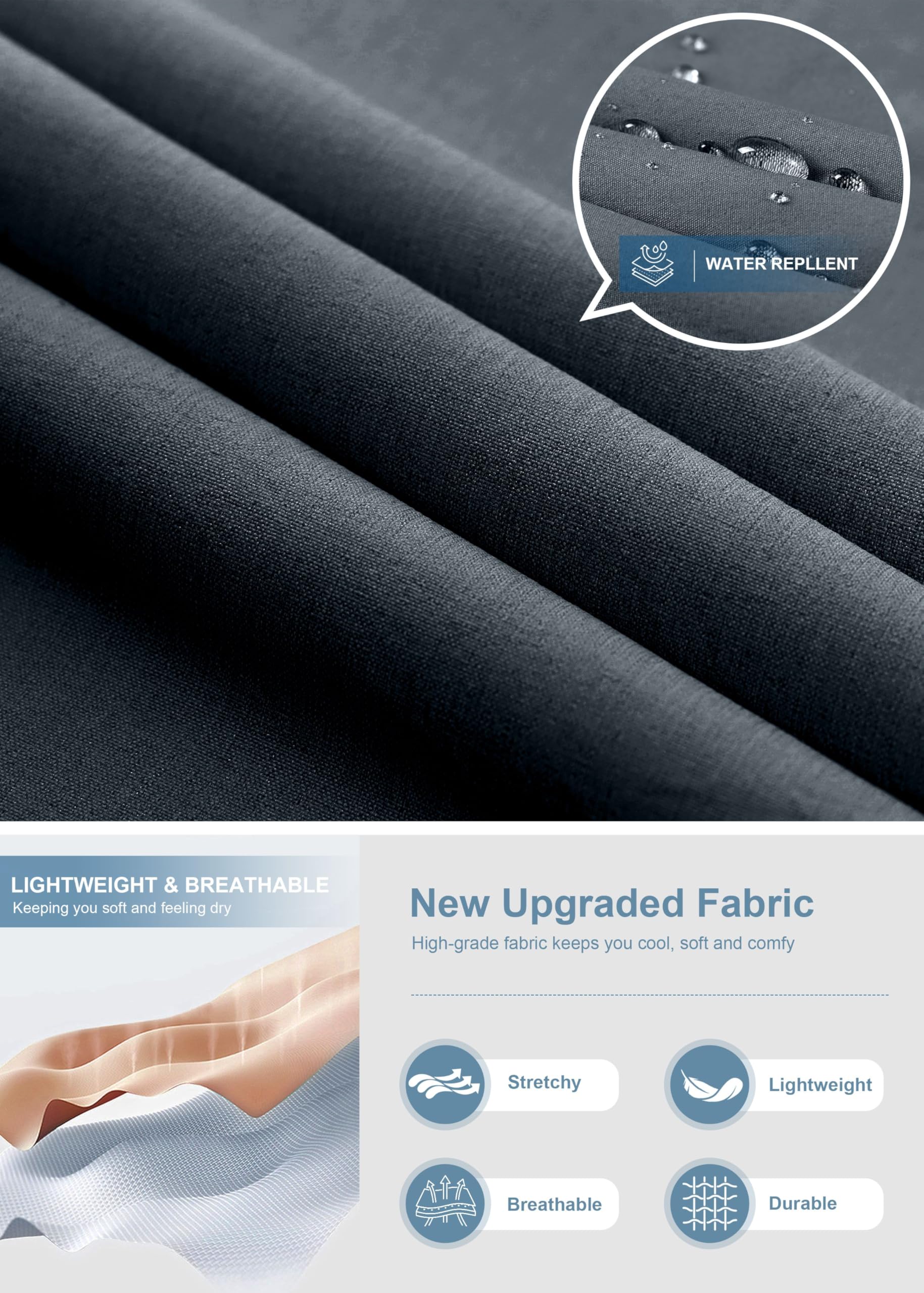 Pudolla Men's Golf Pants Stretch Classic Fit Work Dress Pants 30 Lightweight Quick Dry Casual Slacks Trousers with Pockets(Khaki 34Wx30L)