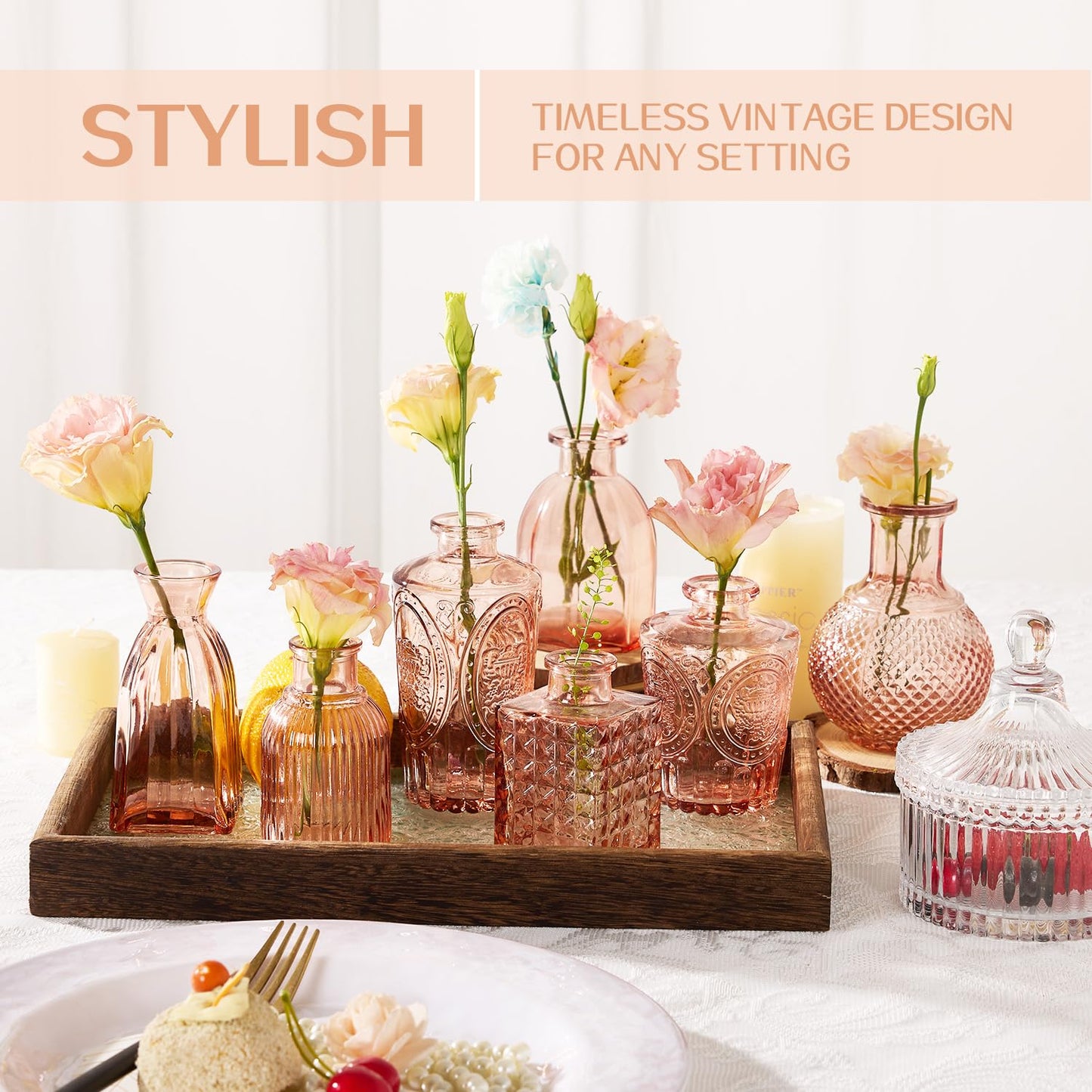 Anquephd Glass Bud Vase Set of 32PCS Wedding Centerpieces for Tables,Mini Clear Bud Vases for Flowers,Small Flower Vases Suitable for Birthday Party,Anniversary,Wedding,Baby Shower (Clear, 32PCS)